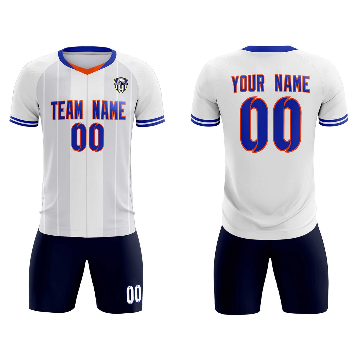 Custom White Classic Striped Personalized Soccer Tops/Sets Jersey