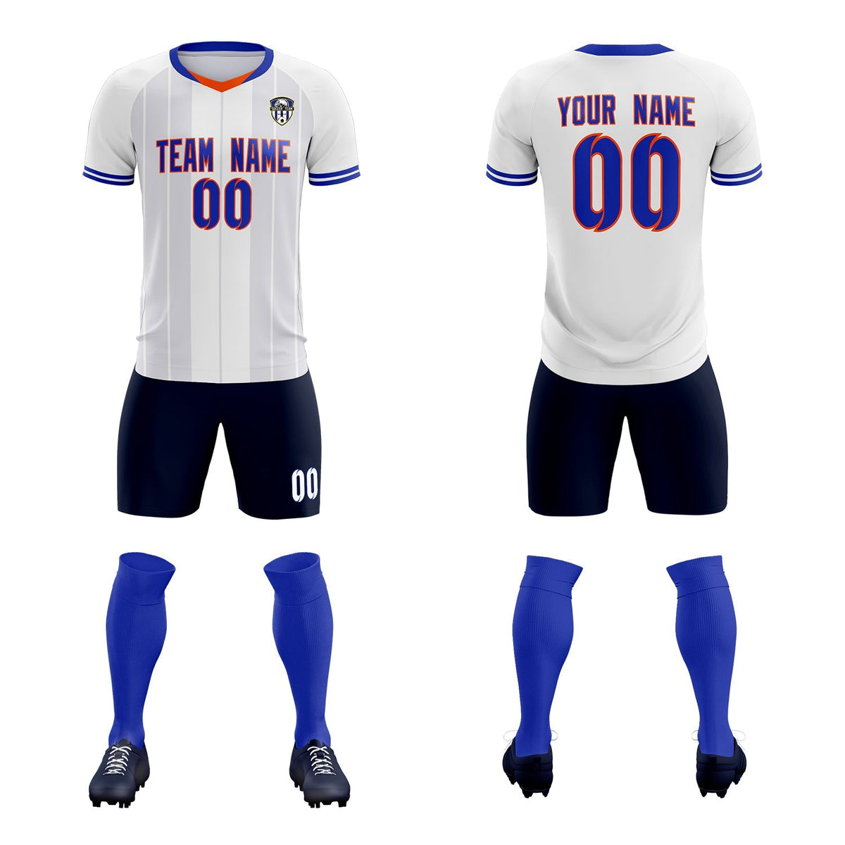 Custom White Classic Striped Personalized Soccer Tops/Sets Jersey