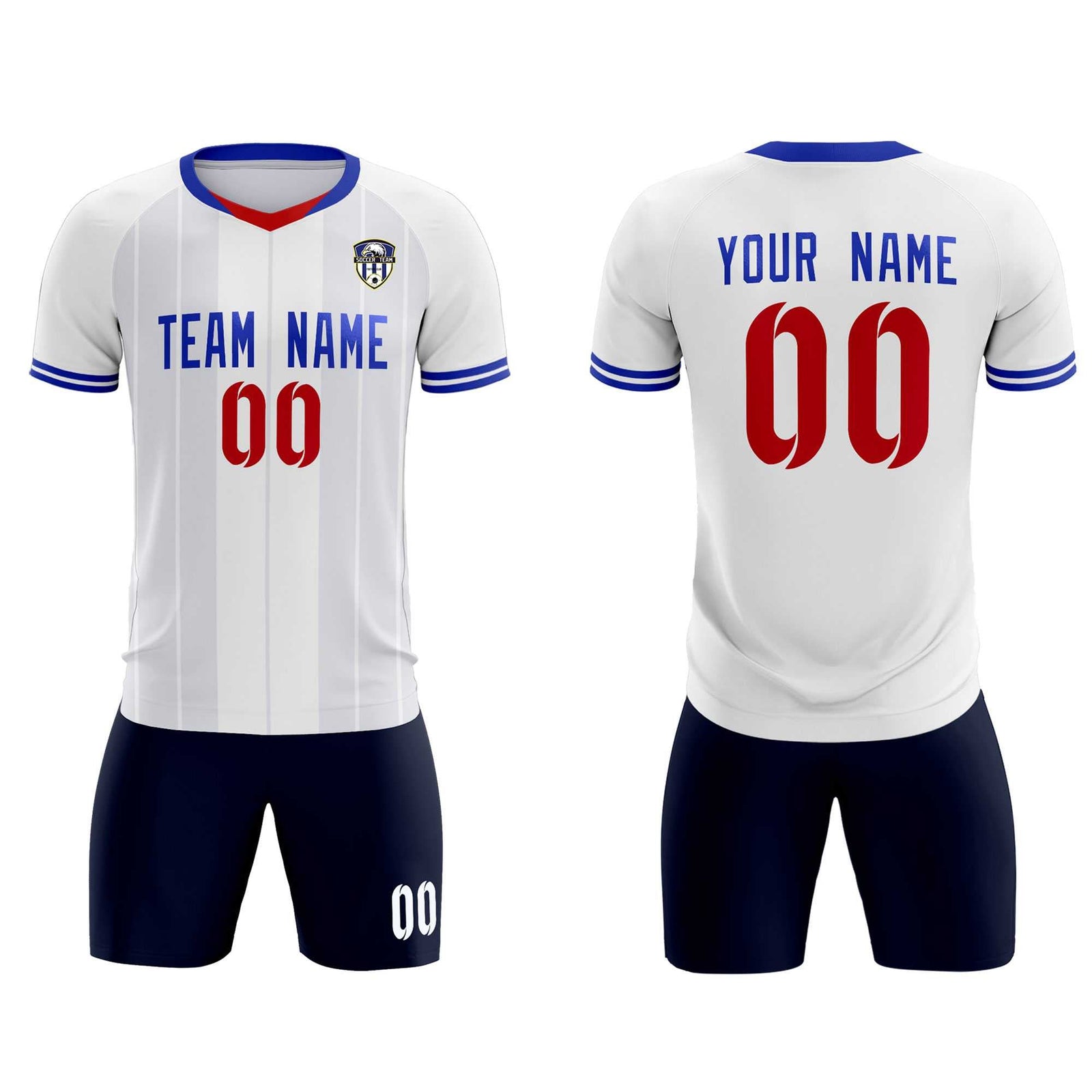 Custom White Classic Striped Personalized Soccer Tops/Sets Jersey