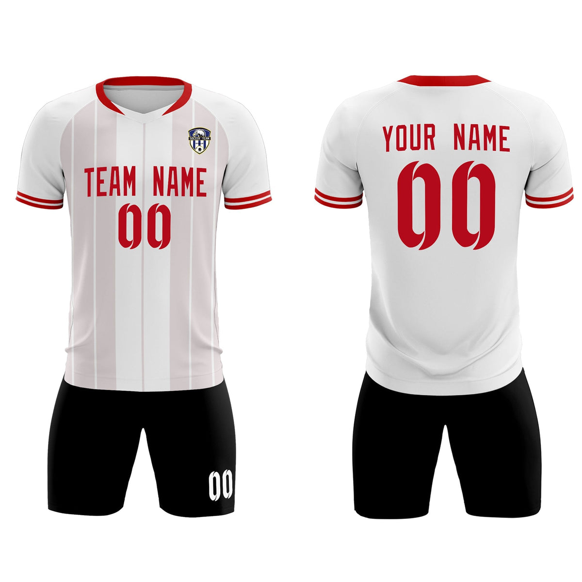 Custom White Classic Striped Personalized Soccer Tops/Sets Jersey
