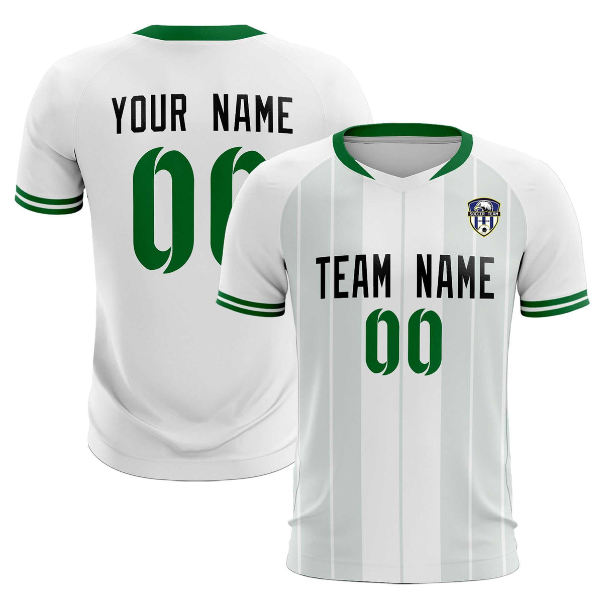 Custom White Classic Striped Personalized Soccer Tops/Sets Jersey