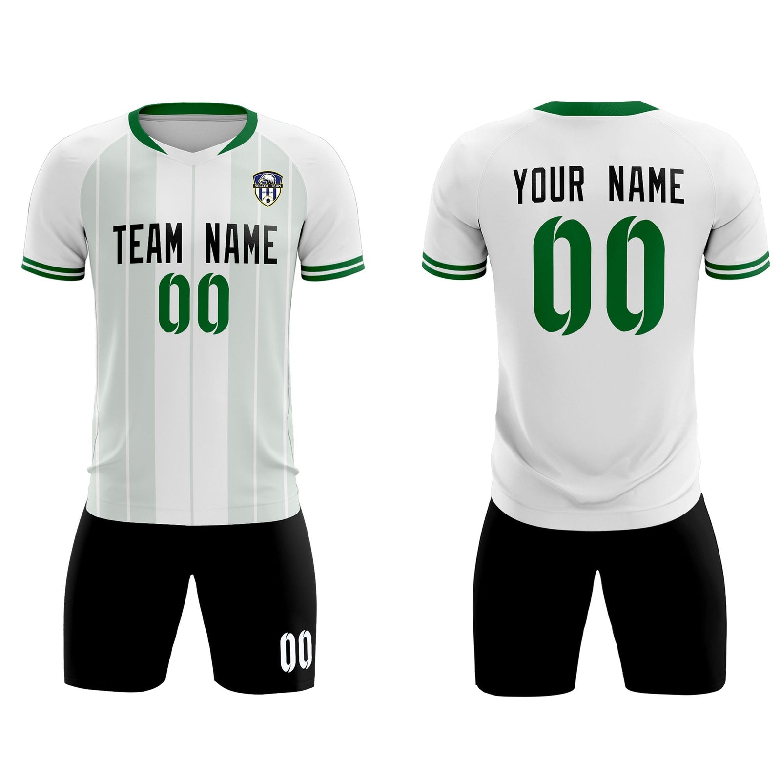 Custom White Classic Striped Personalized Soccer Tops/Sets Jersey