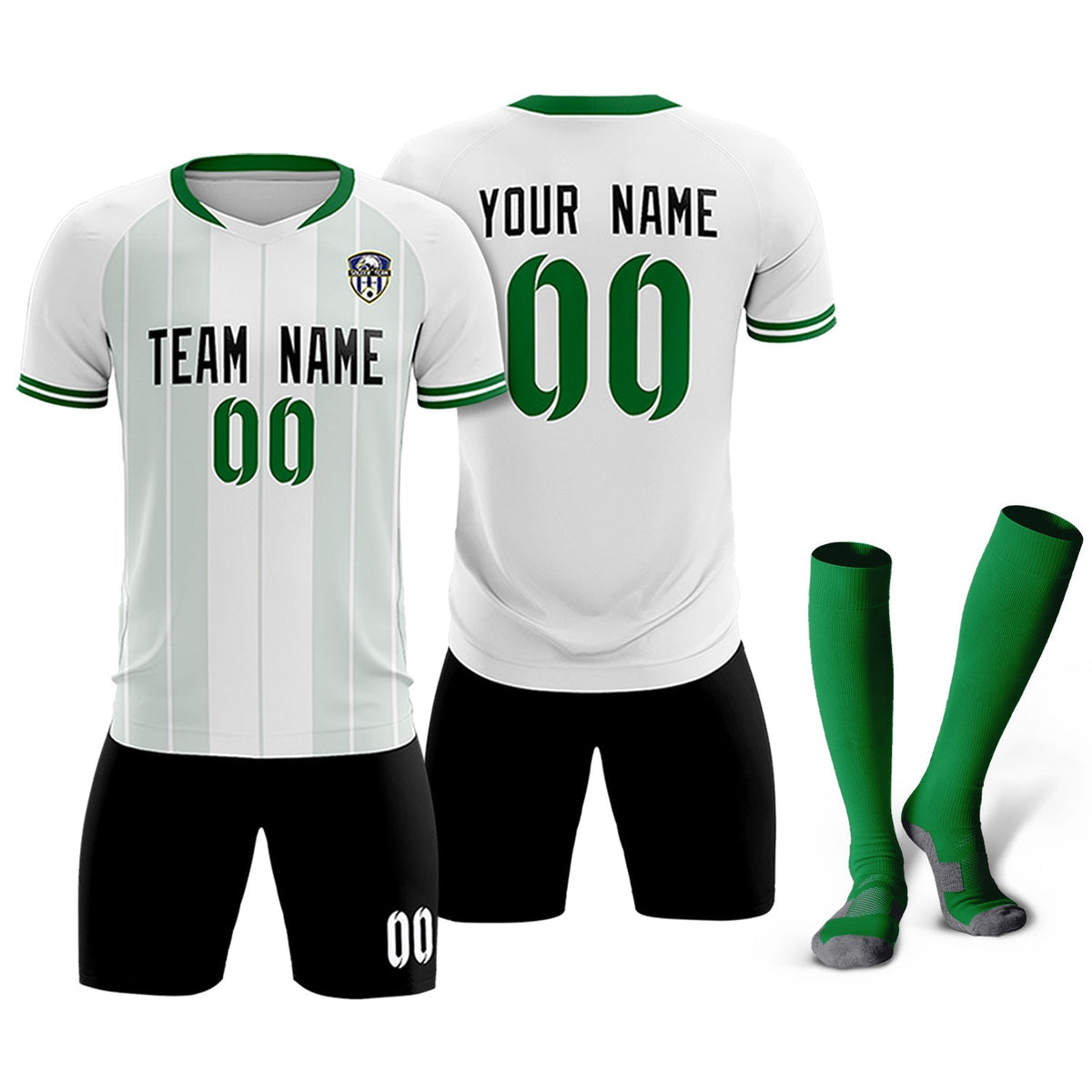 Custom White Classic Striped Personalized Soccer Tops/Sets Jersey