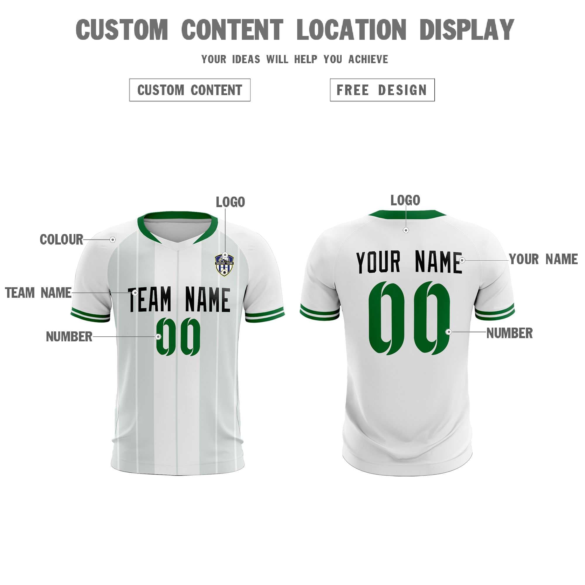 Custom White Classic Striped Personalized Soccer Tops/Sets Jersey