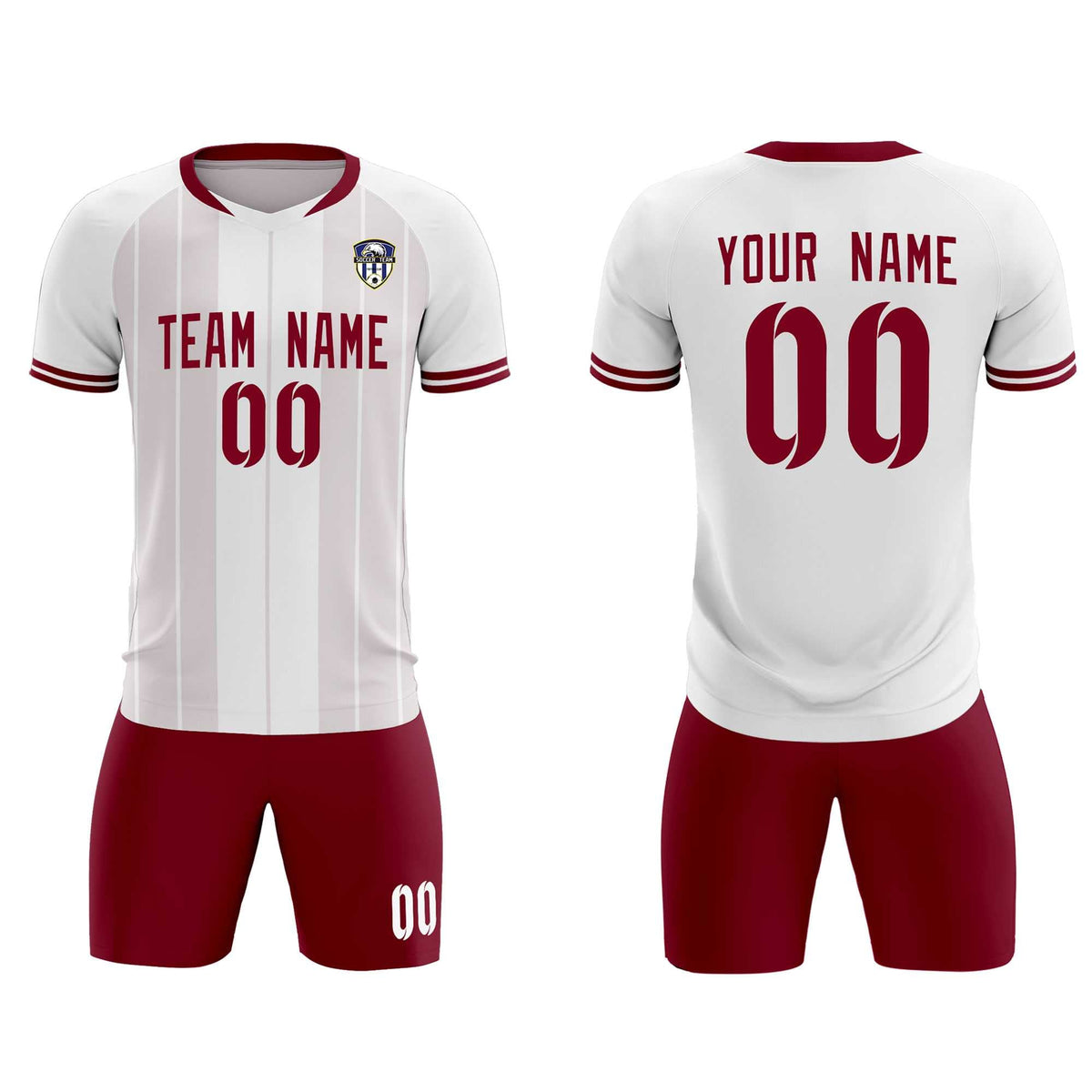 Custom White Classic Striped Personalized Soccer Tops/Sets Jersey