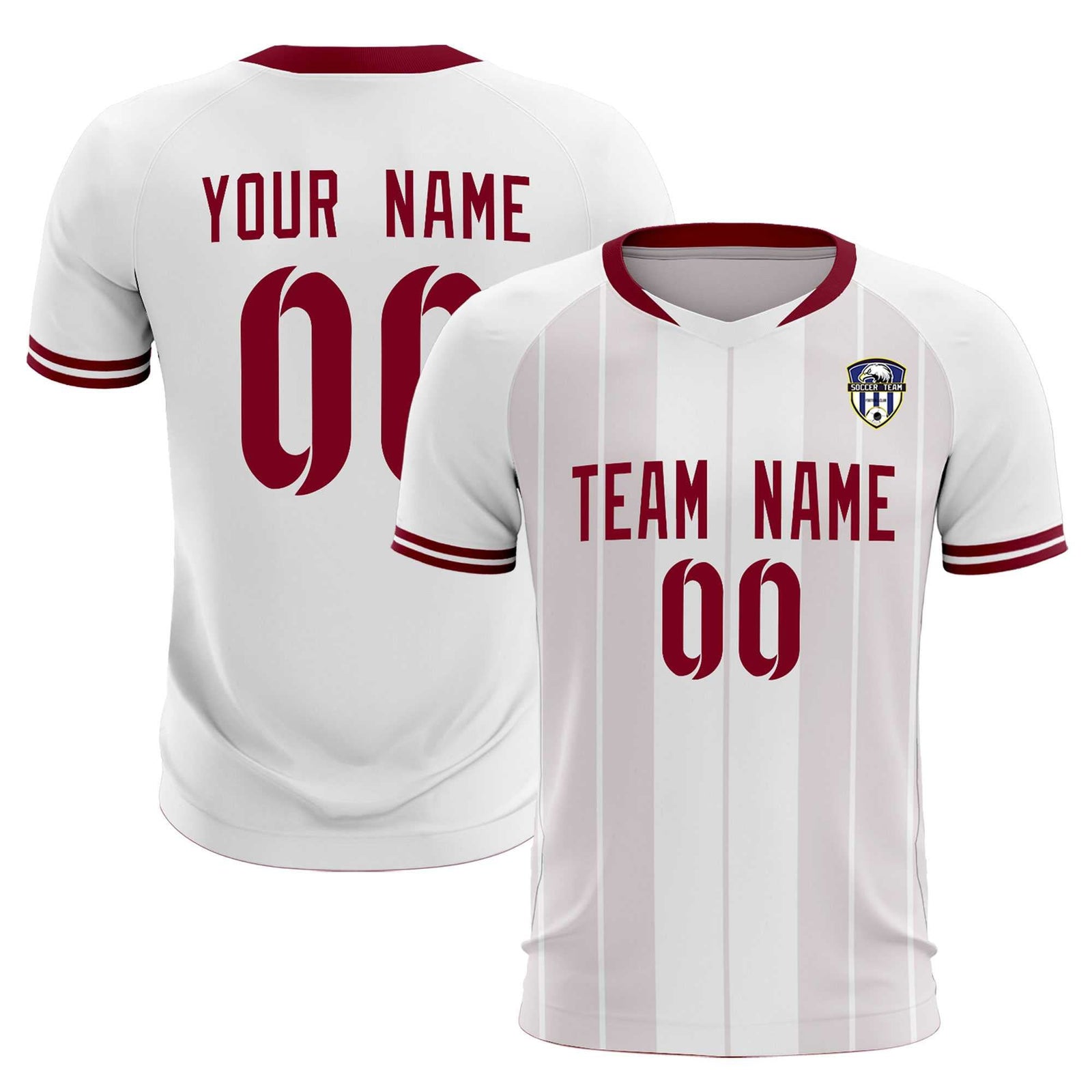 Custom White Classic Striped Personalized Soccer Tops/Sets Jersey