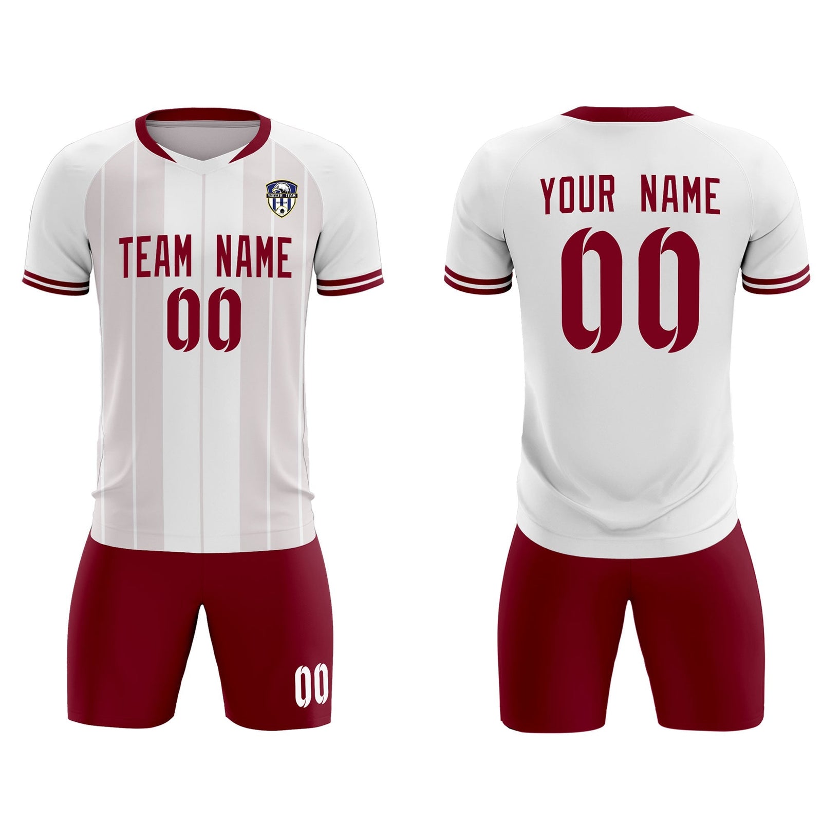 Custom White Classic Striped Personalized Soccer Tops/Sets Jersey