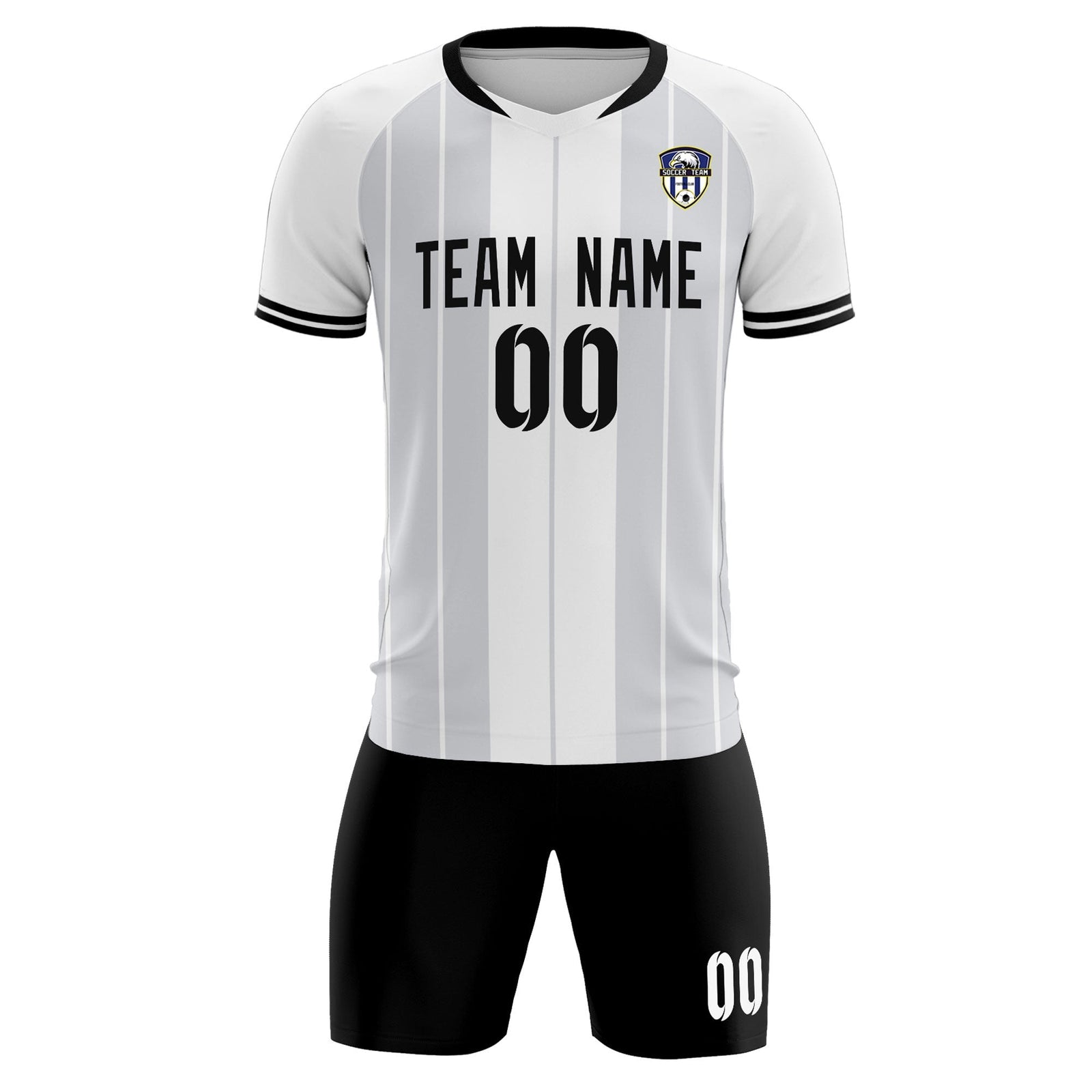 Custom White Classic Striped Personalized Soccer Tops/Sets Jersey