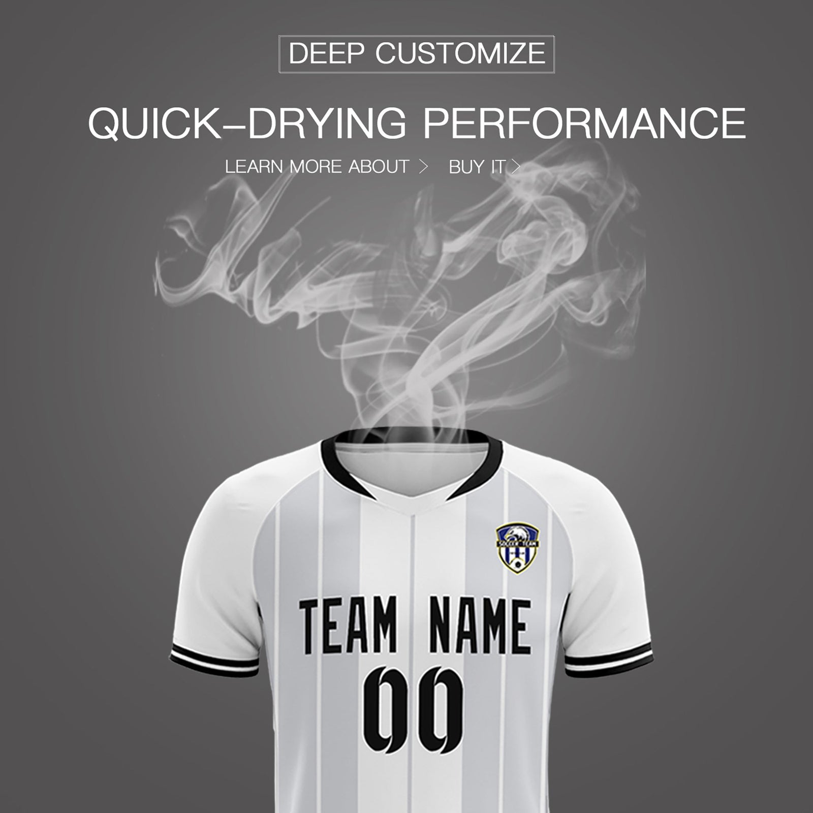 Custom White Classic Striped Personalized Soccer Tops/Sets Jersey