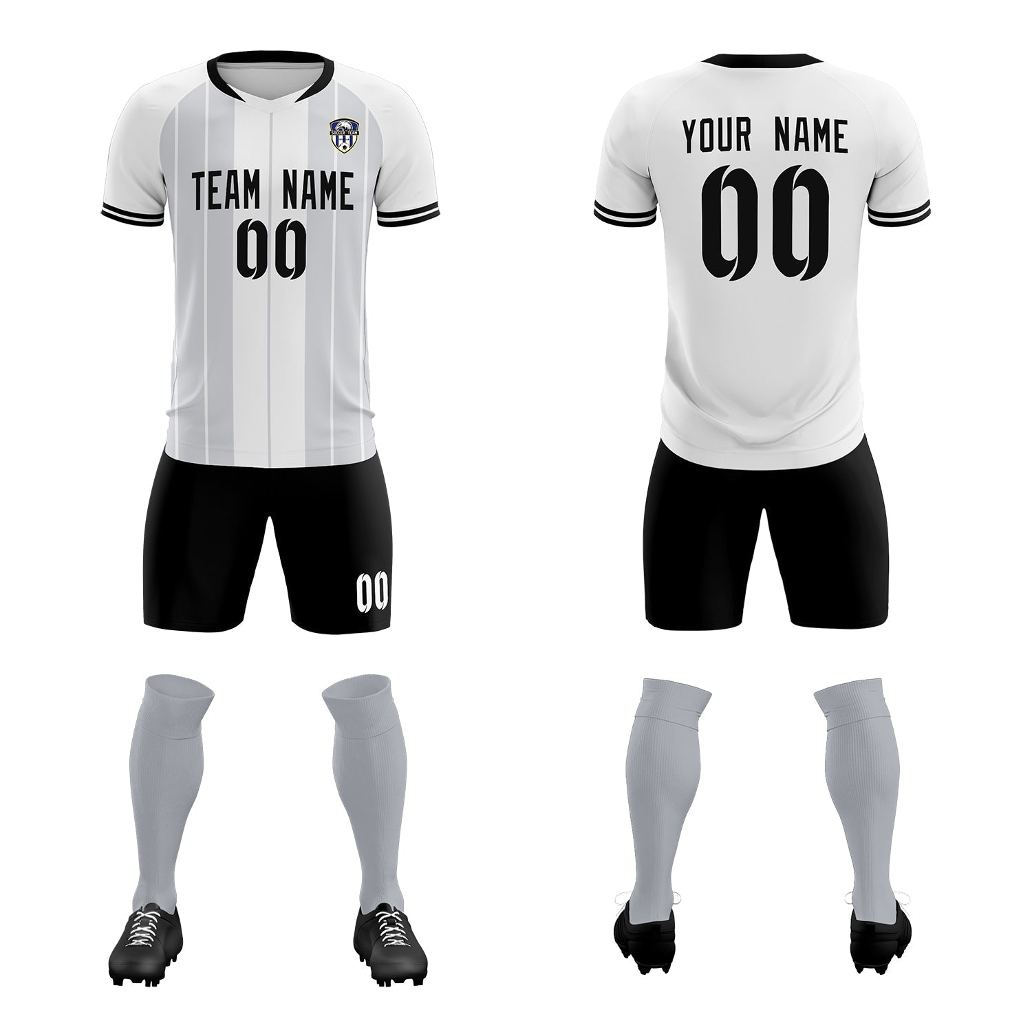 Custom White Classic Striped Personalized Soccer Tops/Sets Jersey