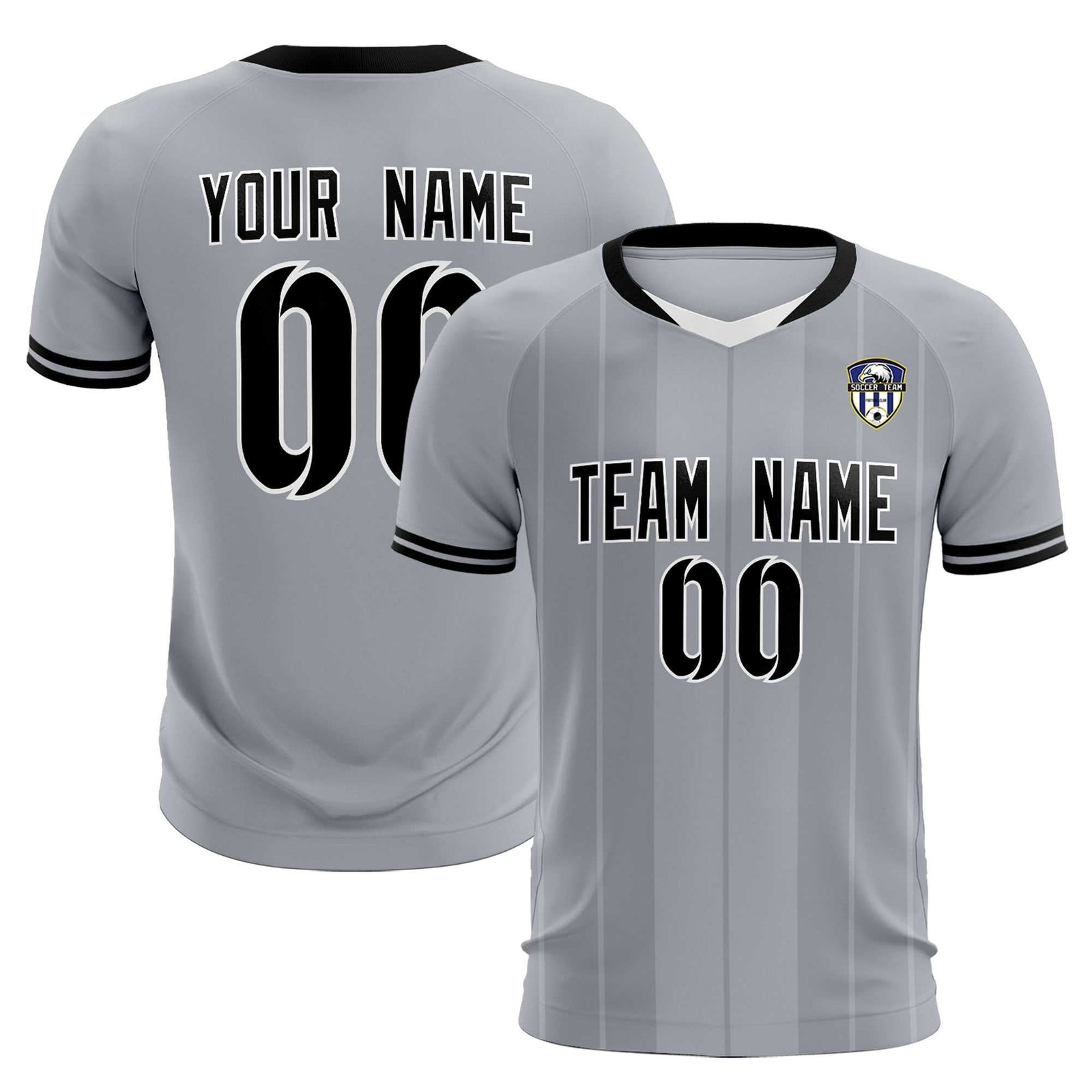Custom Gray Classic Striped Personalized Soccer Tops/Sets Jersey