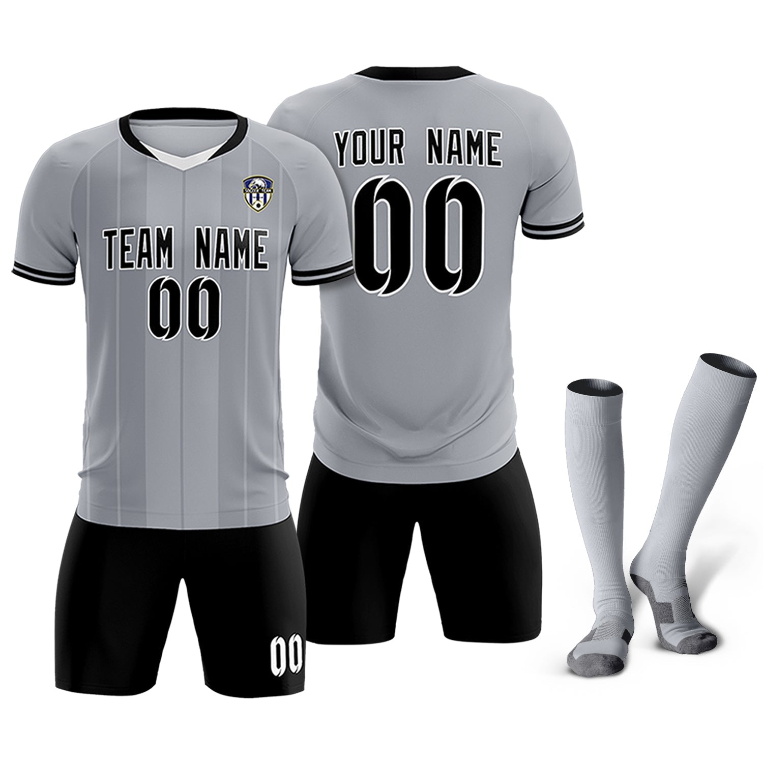 Custom Gray Classic Striped Personalized Soccer Tops/Sets Jersey