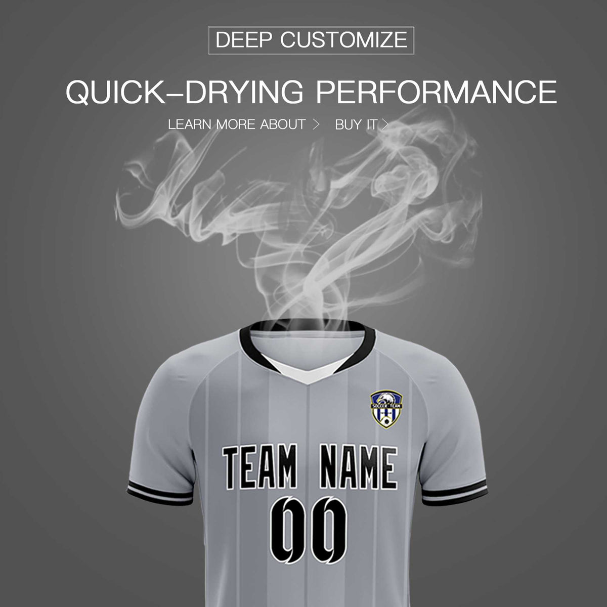 Custom Gray Classic Striped Personalized Soccer Tops/Sets Jersey