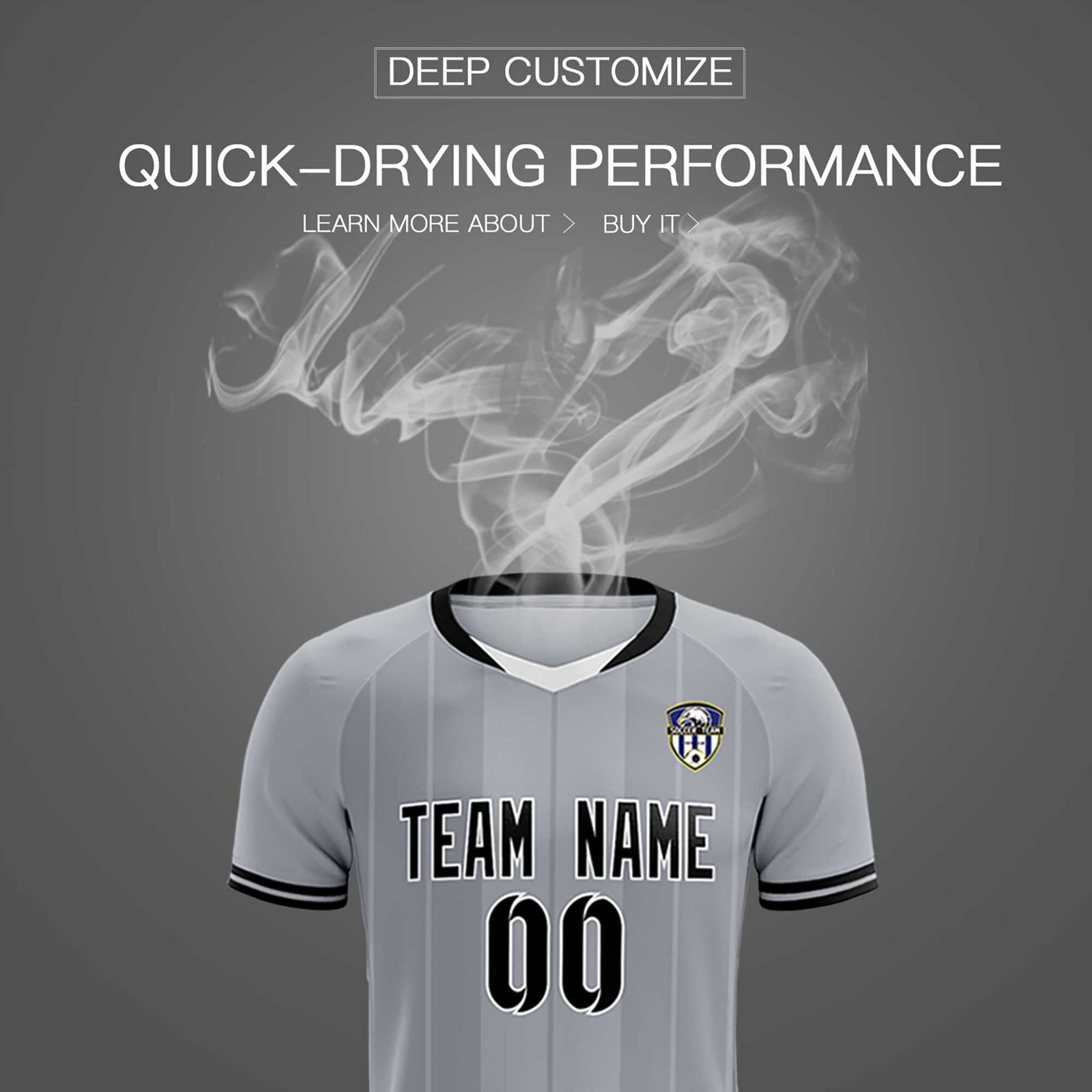 Custom Gray Classic Striped Personalized Soccer Tops/Sets Jersey
