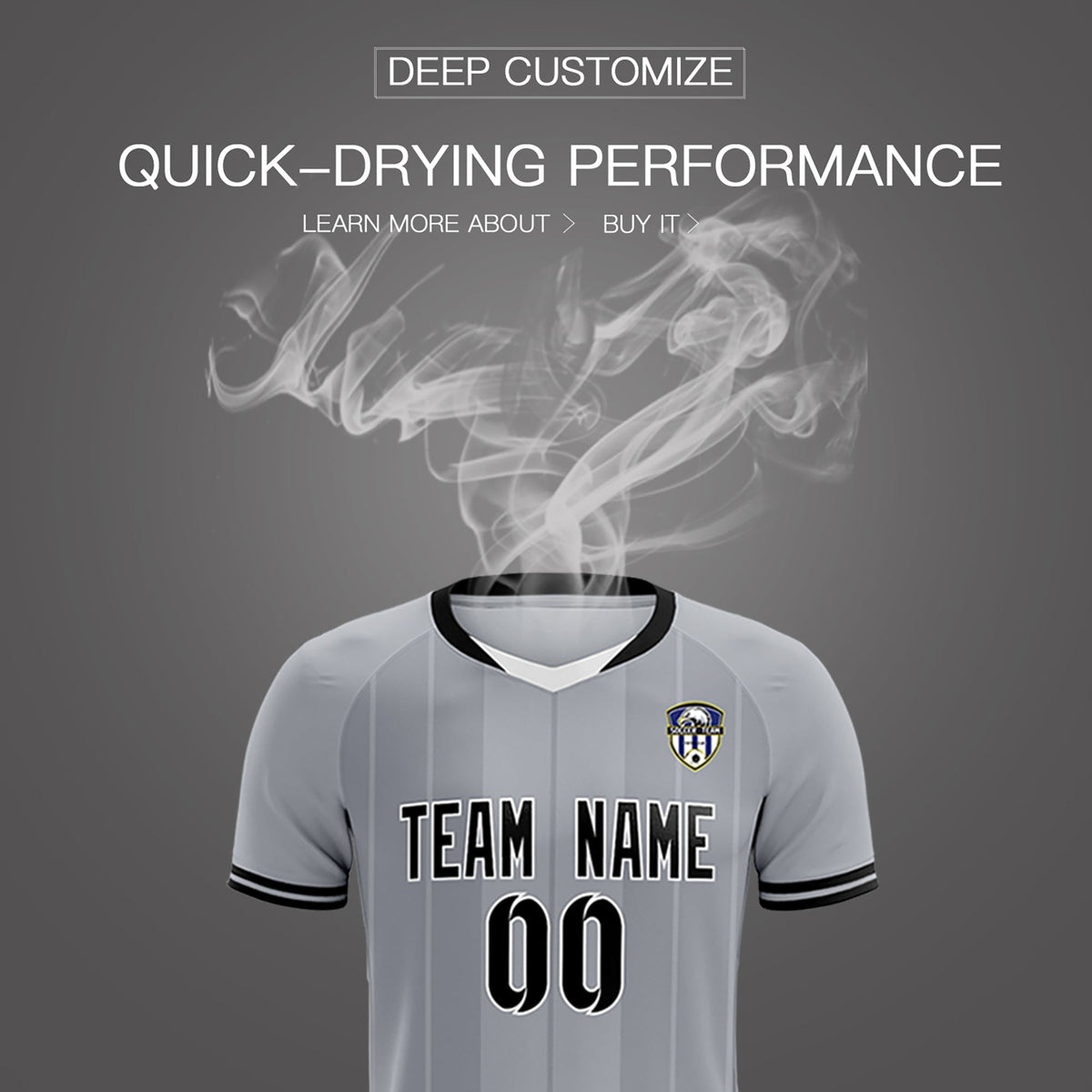 Custom Gray Classic Striped Personalized Soccer Tops/Sets Jersey