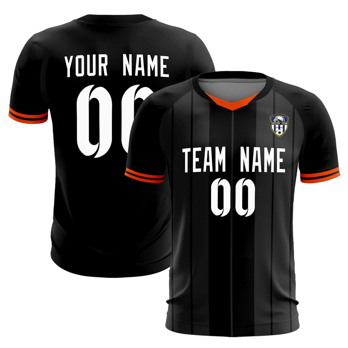 Custom Black Classic Striped Personalized Soccer Tops/Sets Jersey
