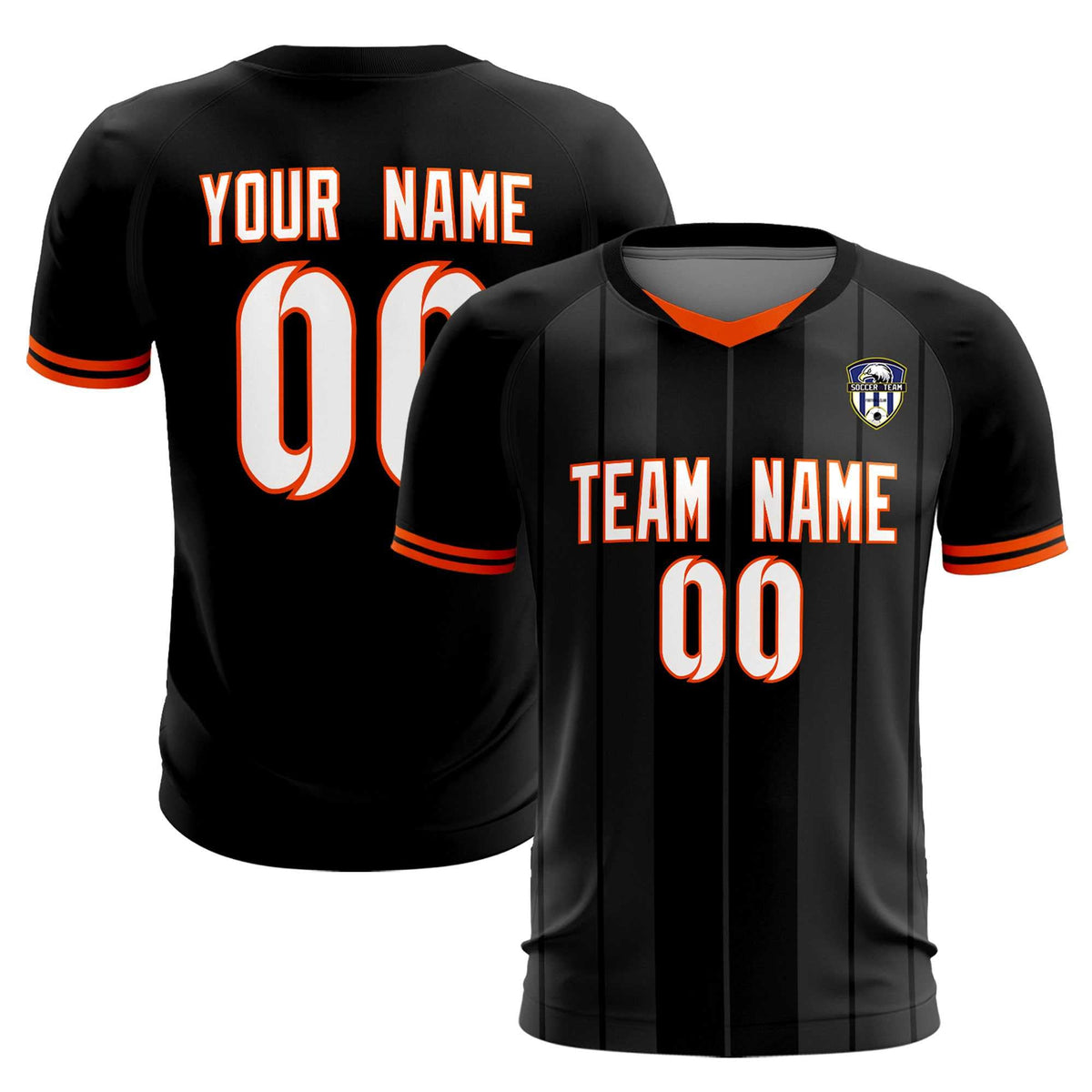Custom Black Classic Striped Personalized Soccer Tops/Sets Jersey