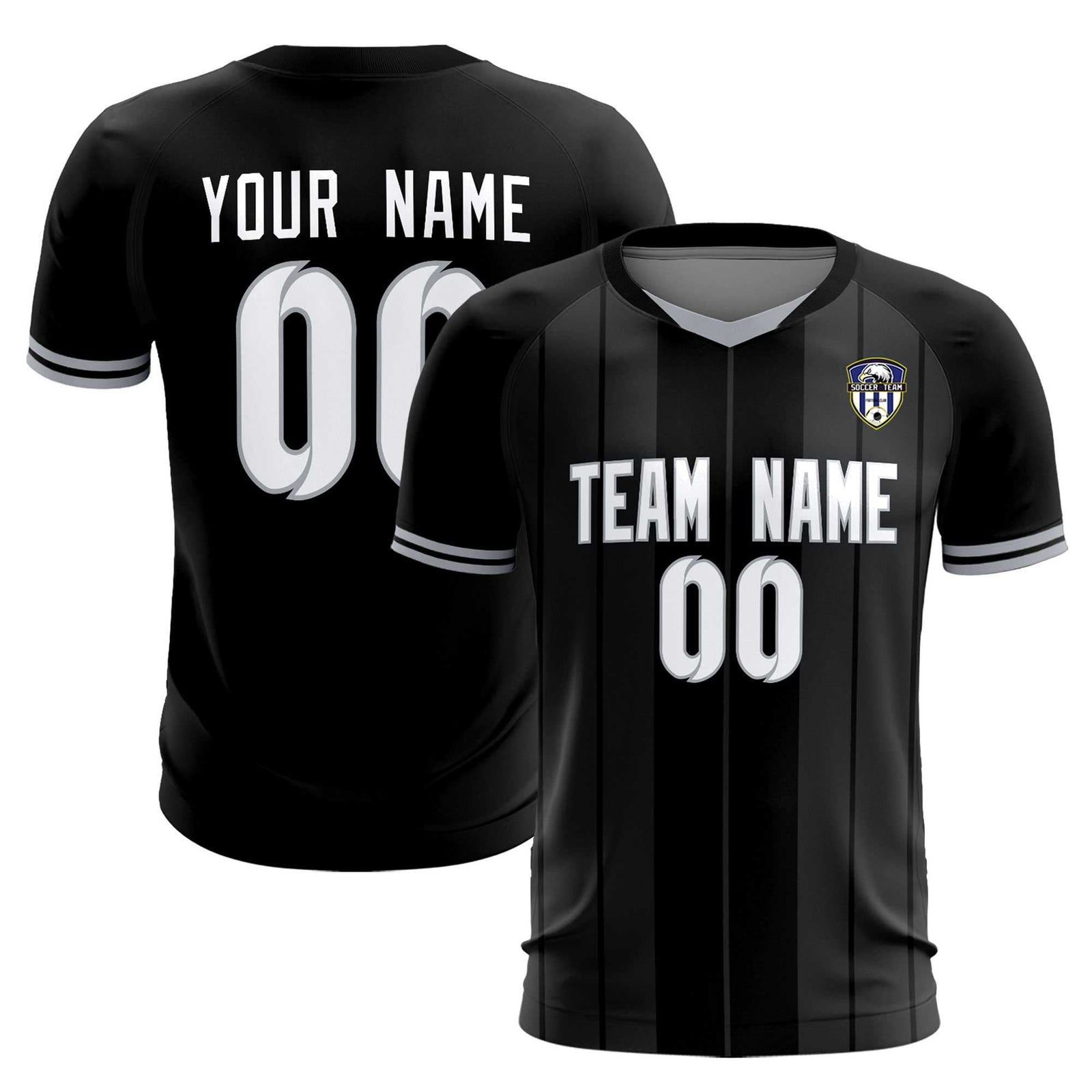 Custom Black Classic Striped Personalized Soccer Tops/Sets Jersey