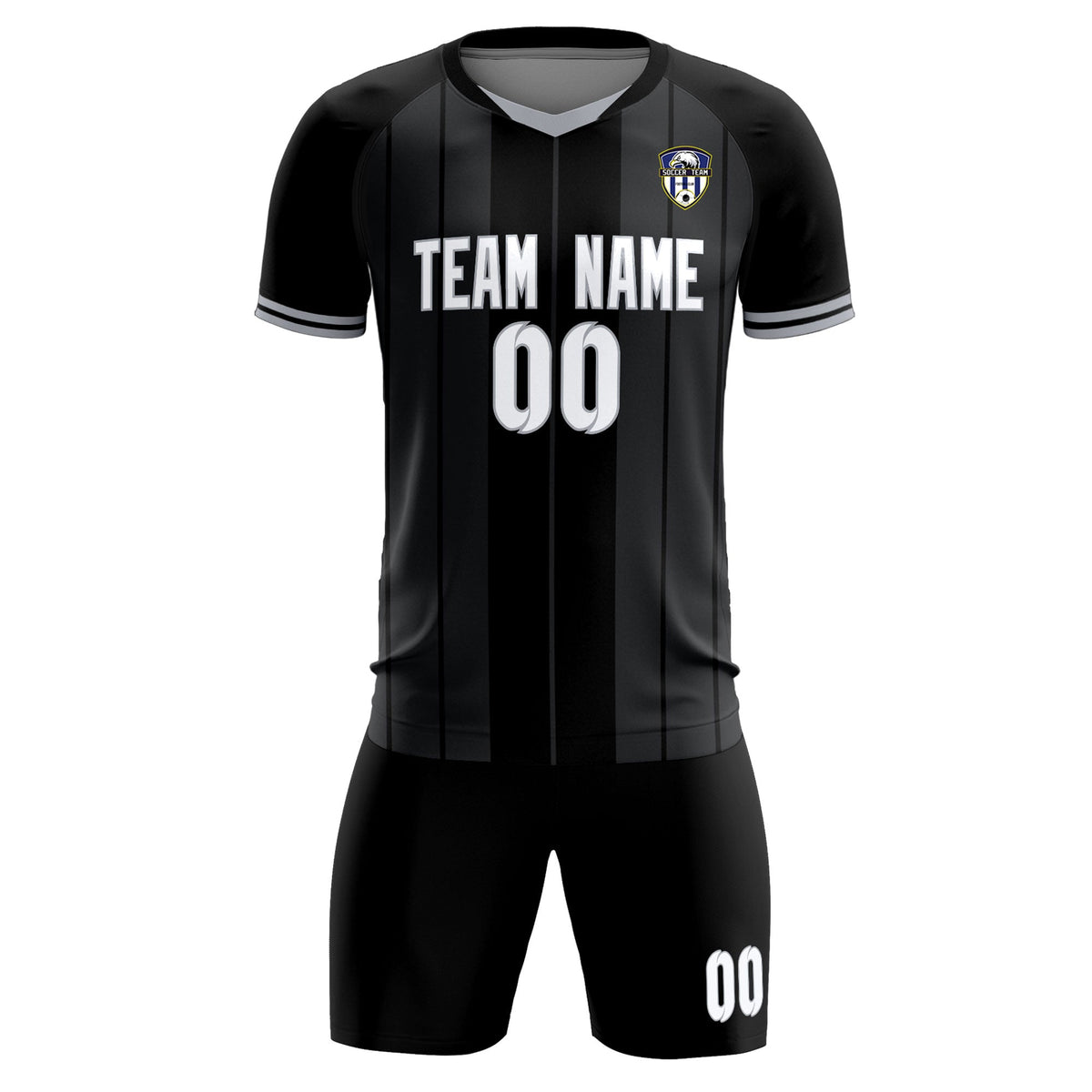 Custom Black Classic Striped Personalized Soccer Tops/Sets Jersey