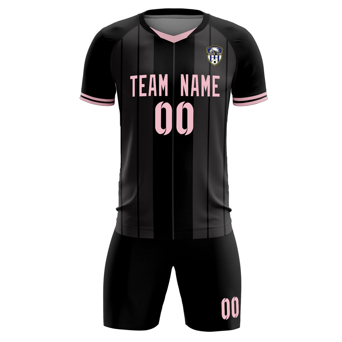 Custom Black Classic Striped Personalized Soccer Tops/Sets Jersey