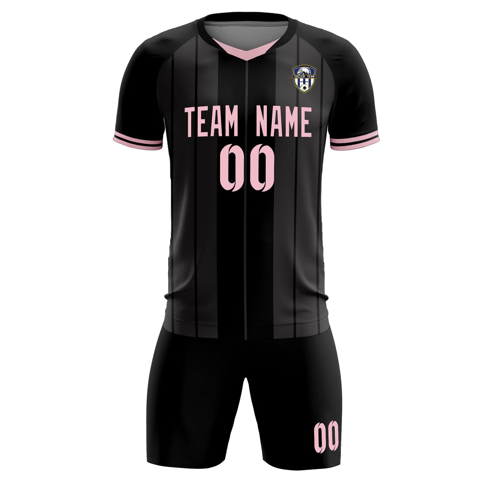 Custom Black Classic Striped Personalized Soccer Tops/Sets Jersey
