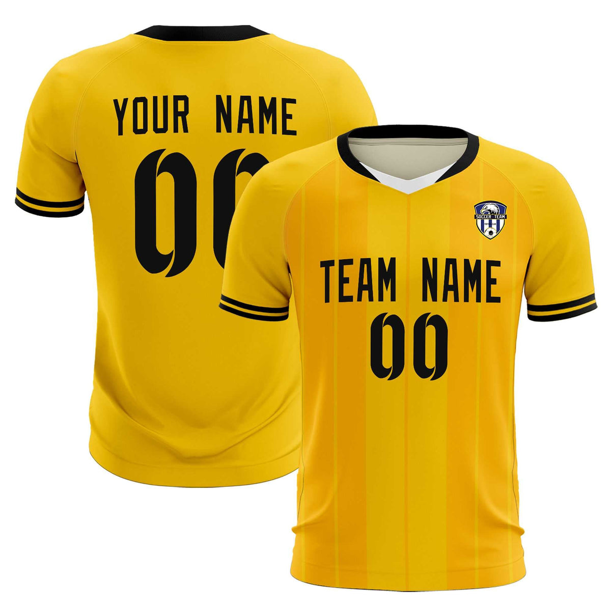 Custom Gold Classic Striped Personalized Soccer Tops/Sets Jersey