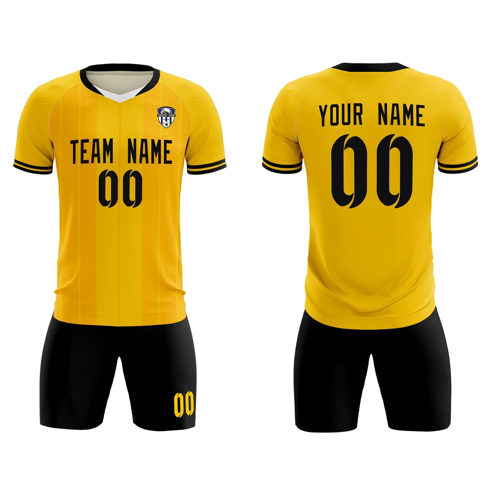 Custom Gold Classic Striped Personalized Soccer Tops/Sets Jersey