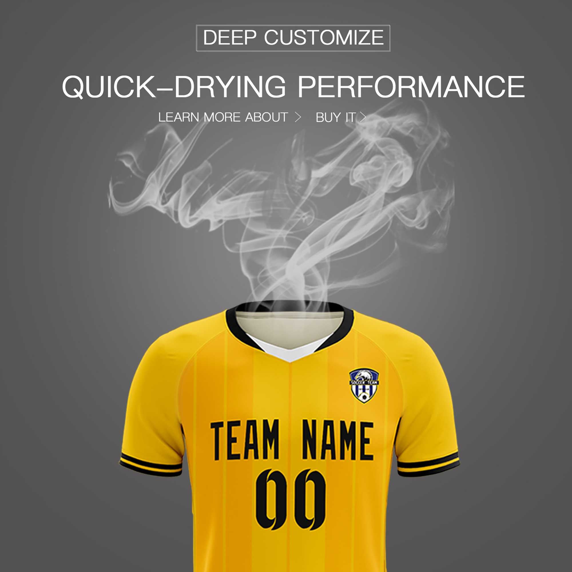 Custom Gold Classic Striped Personalized Soccer Tops/Sets Jersey