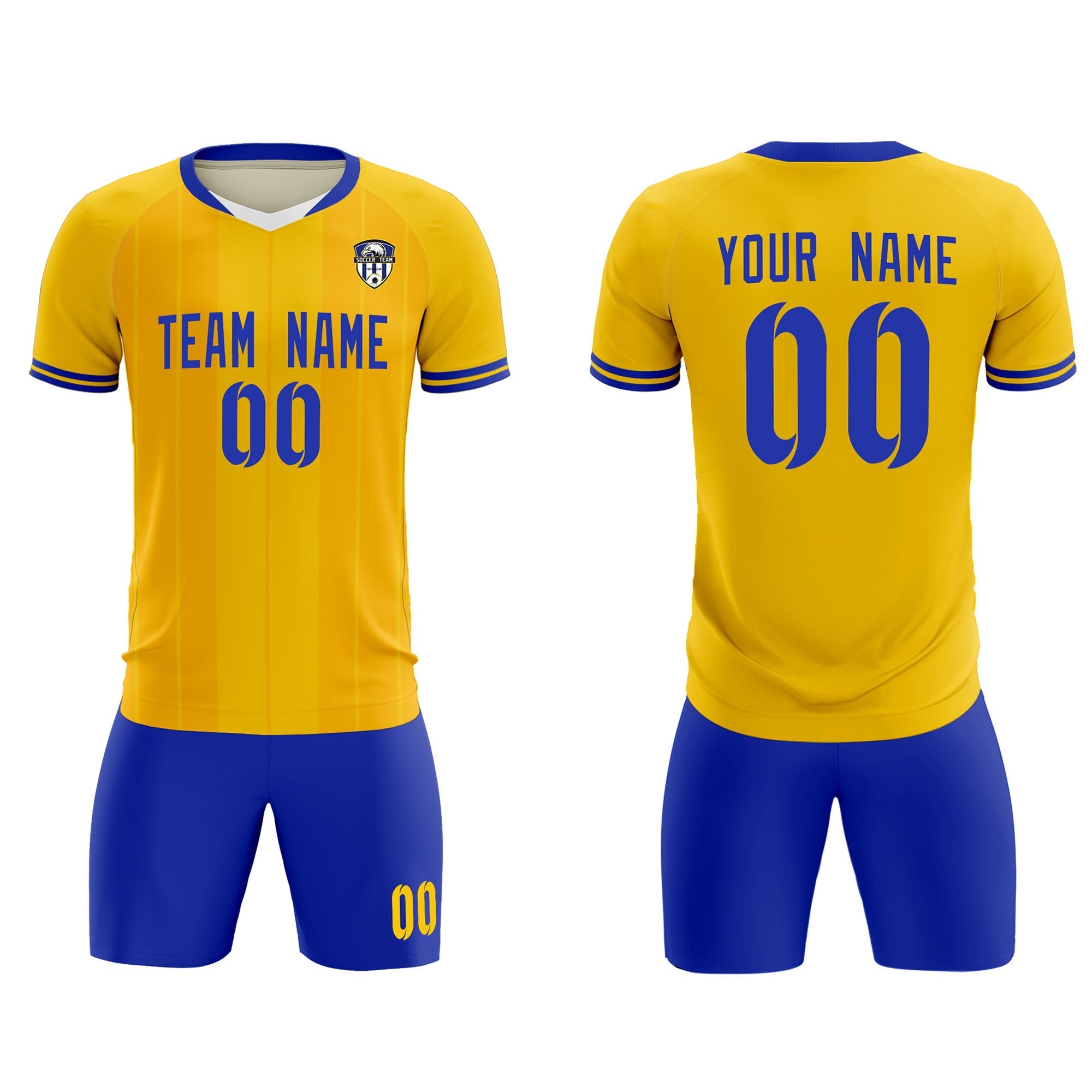 Custom Gold Classic Striped Personalized Soccer Tops/Sets Jersey