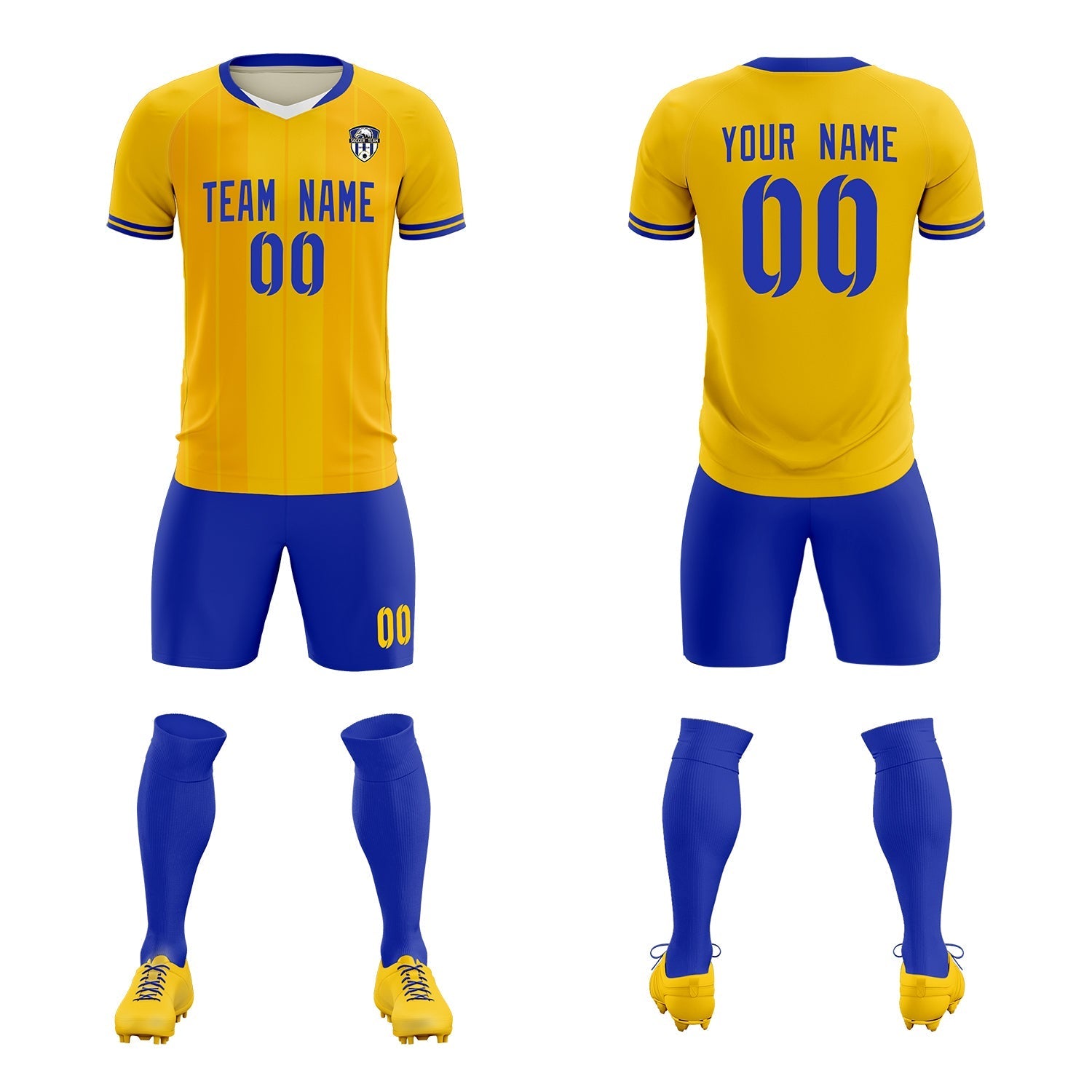 Custom Gold Classic Striped Personalized Soccer Tops/Sets Jersey