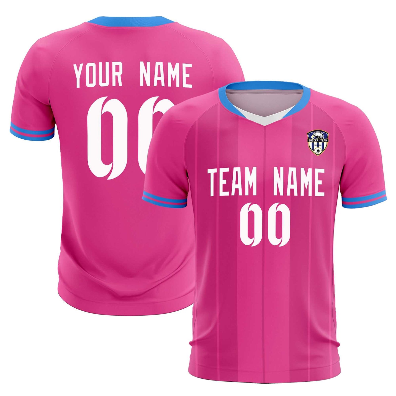 Custom Pink Classic Striped Personalized Soccer Tops/Sets Jersey