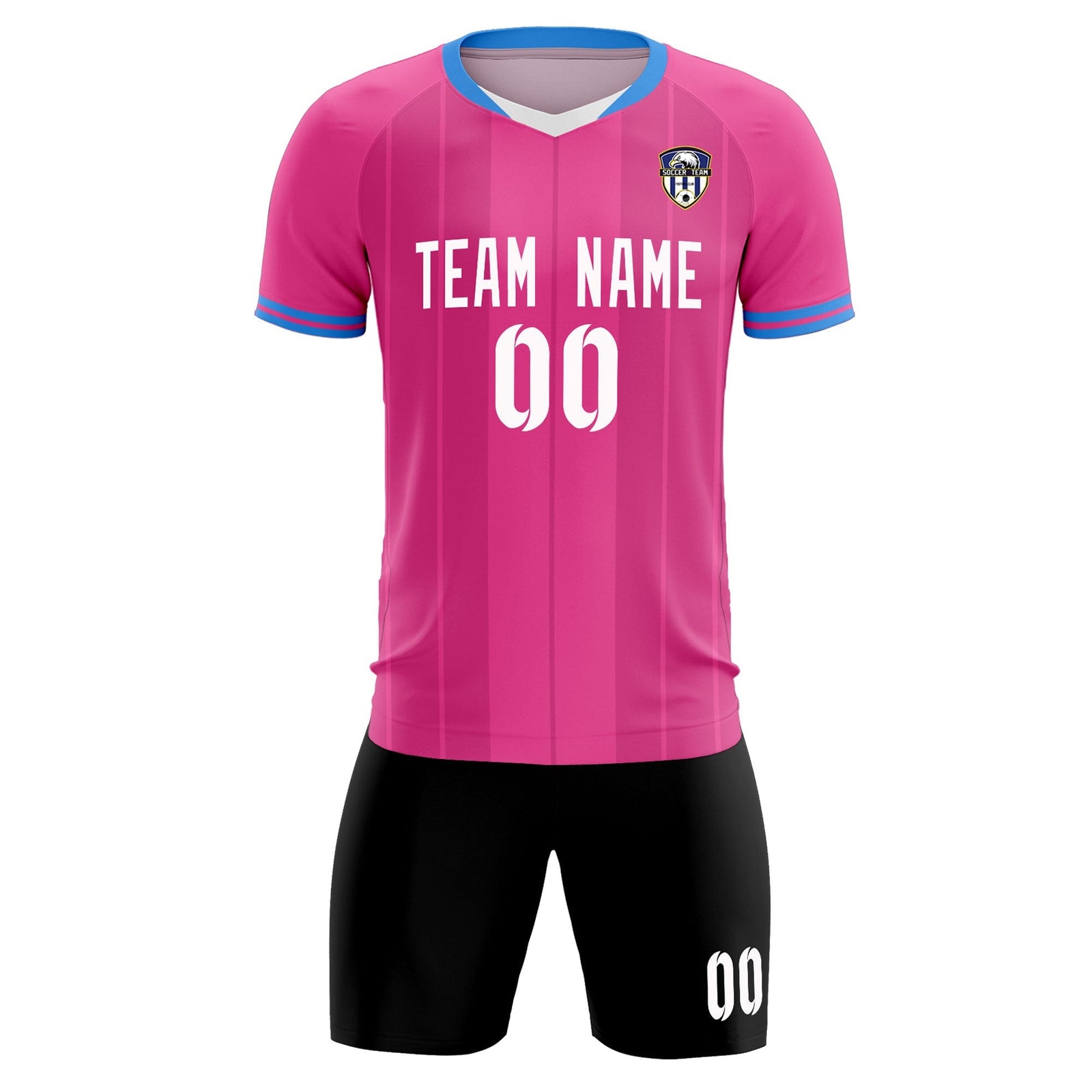 Custom Pink Classic Striped Personalized Soccer Tops/Sets Jersey