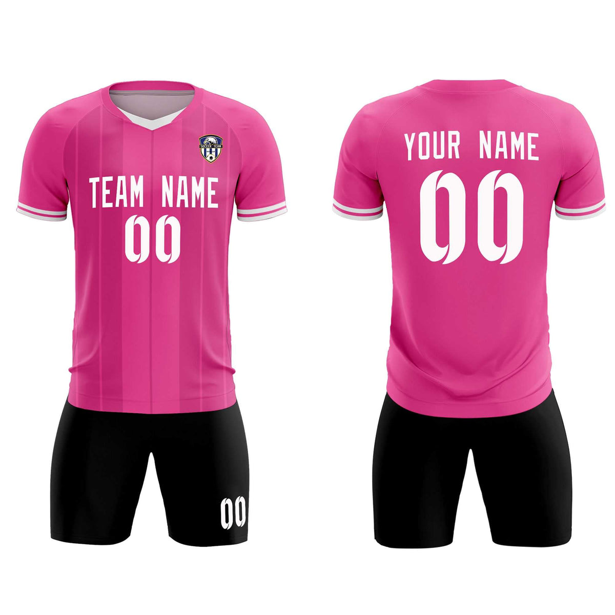 Custom Pink Classic Striped Personalized Soccer Tops/Sets Jersey