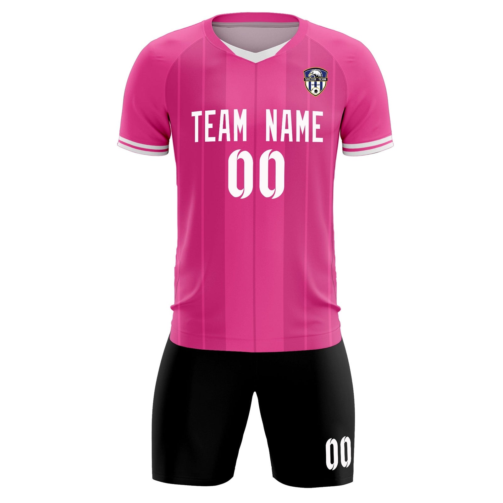 Custom Pink Classic Striped Personalized Soccer Tops/Sets Jersey