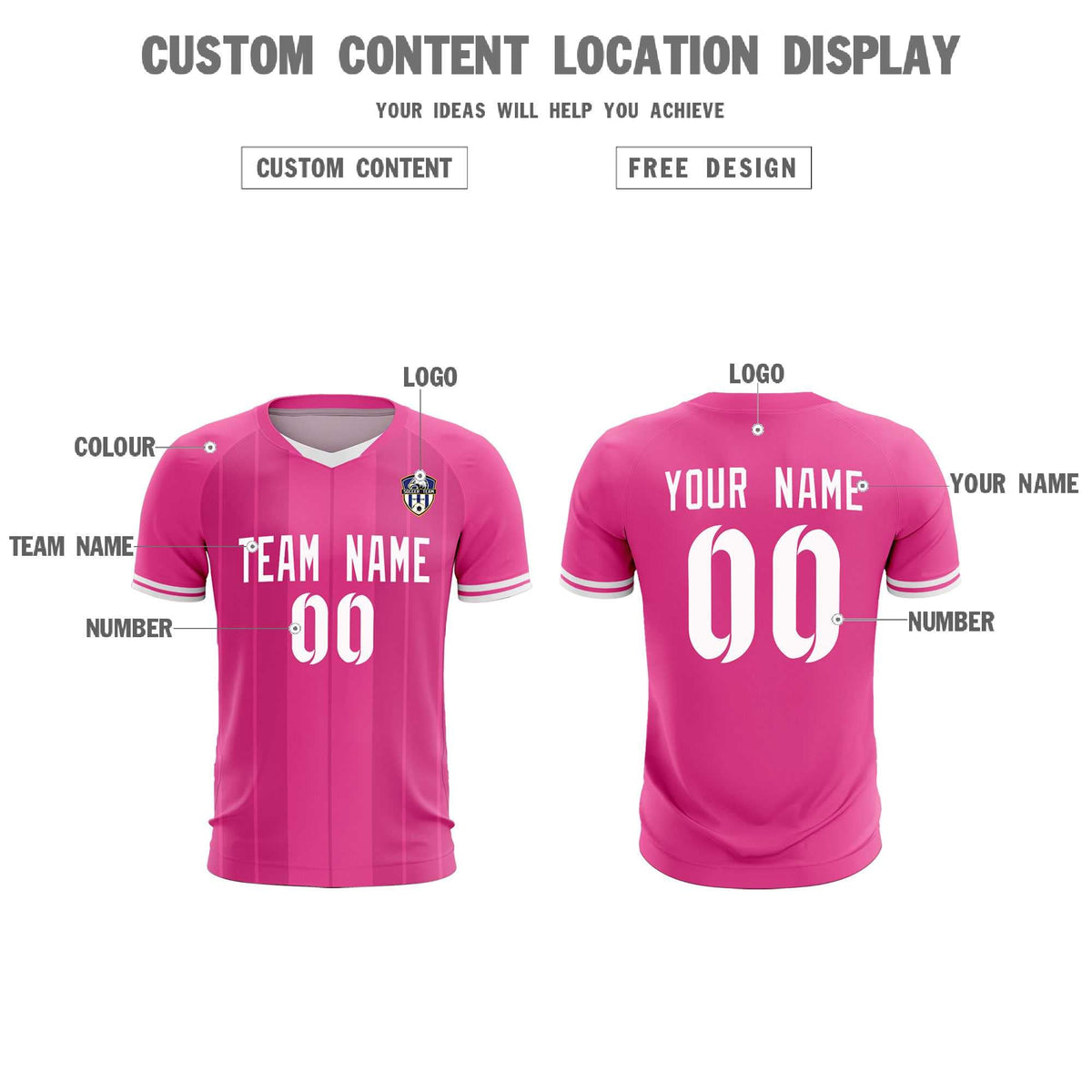Custom Pink Classic Striped Personalized Soccer Tops/Sets Jersey