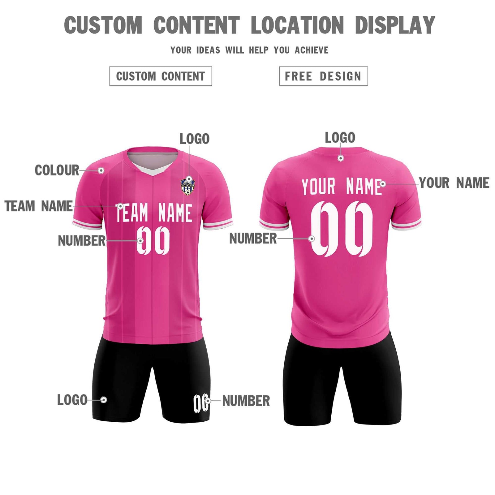 Custom Pink Classic Striped Personalized Soccer Tops/Sets Jersey