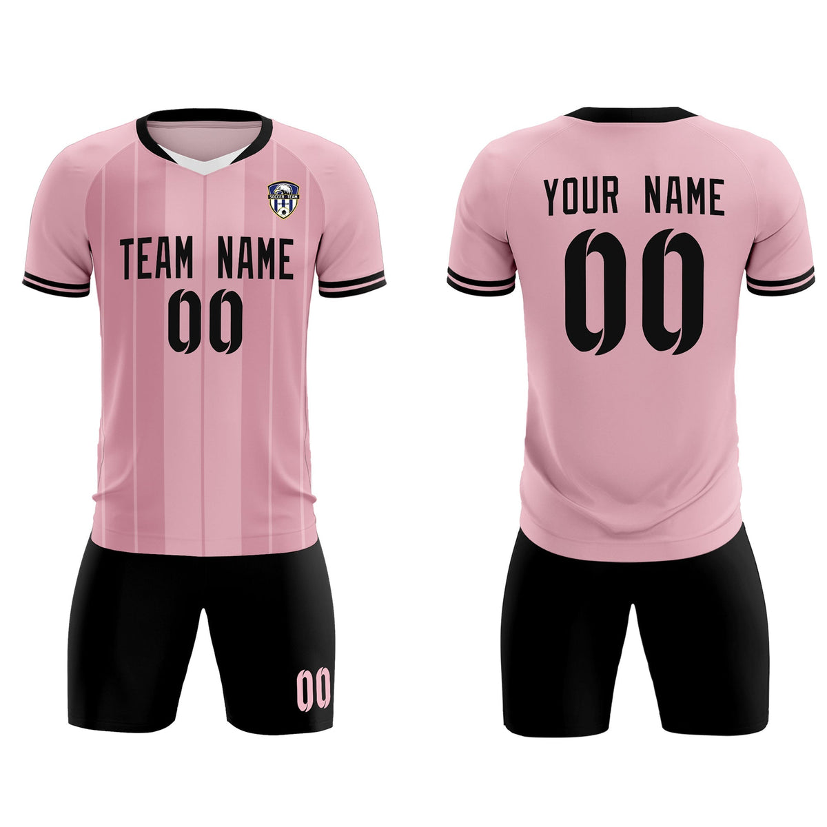 Custom Light Pink Classic Striped Personalized Soccer Tops/Sets Jersey
