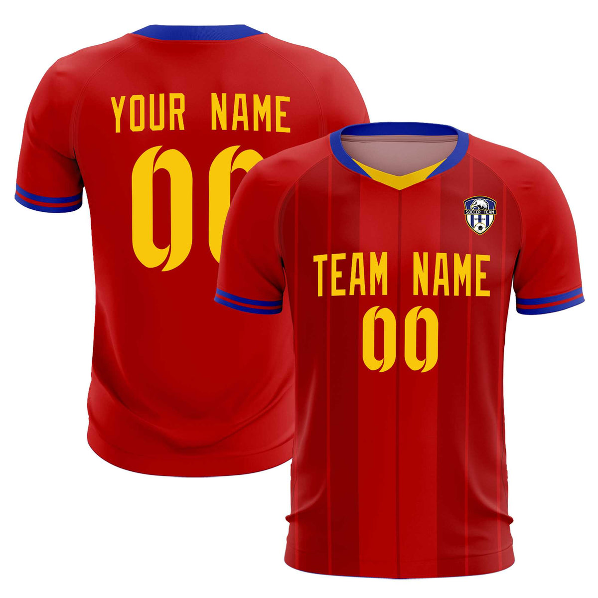 Custom Red Classic Striped Personalized Soccer Tops/Sets Jersey