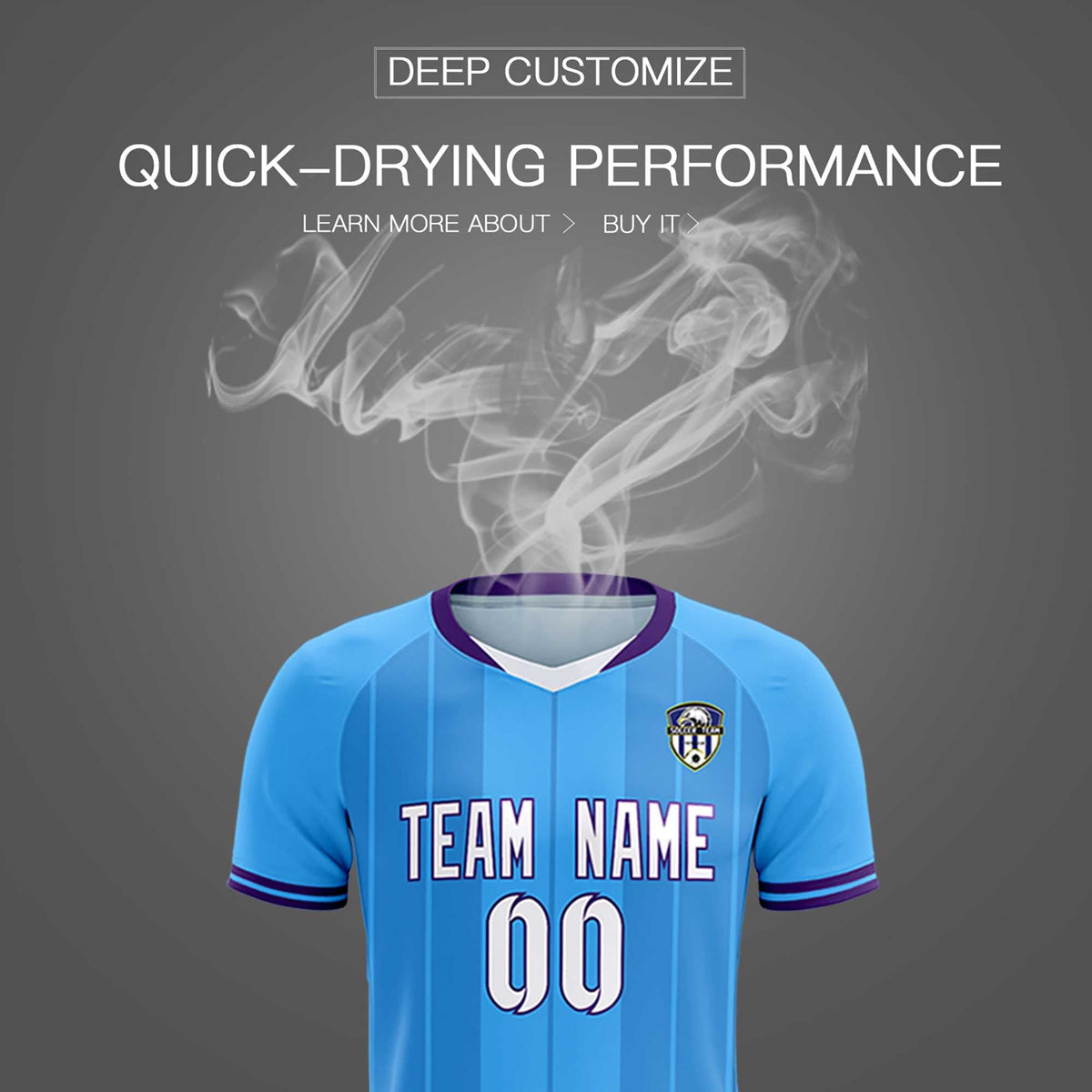 Custom Powder Blue Classic Striped Personalized Soccer Tops/Sets Jersey