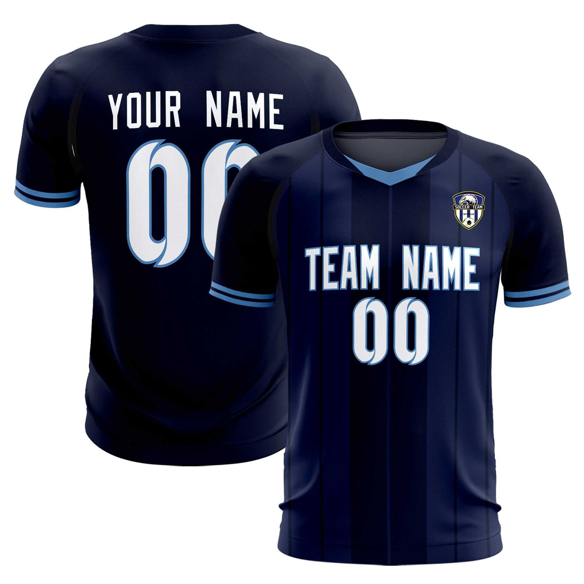 Custom Navy Classic Striped Personalized Soccer Tops/Sets Jersey