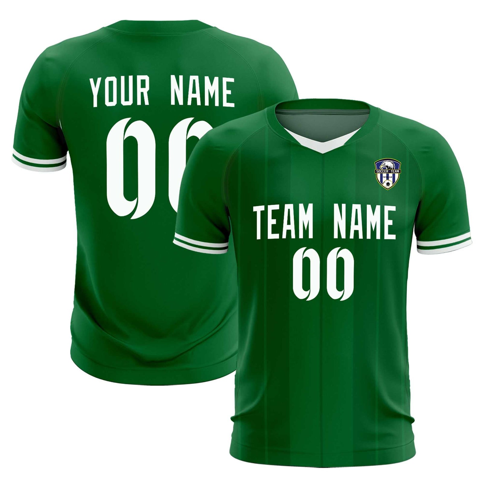 Custom Kelly Green Classic Striped Personalized Soccer Tops/Sets Jersey