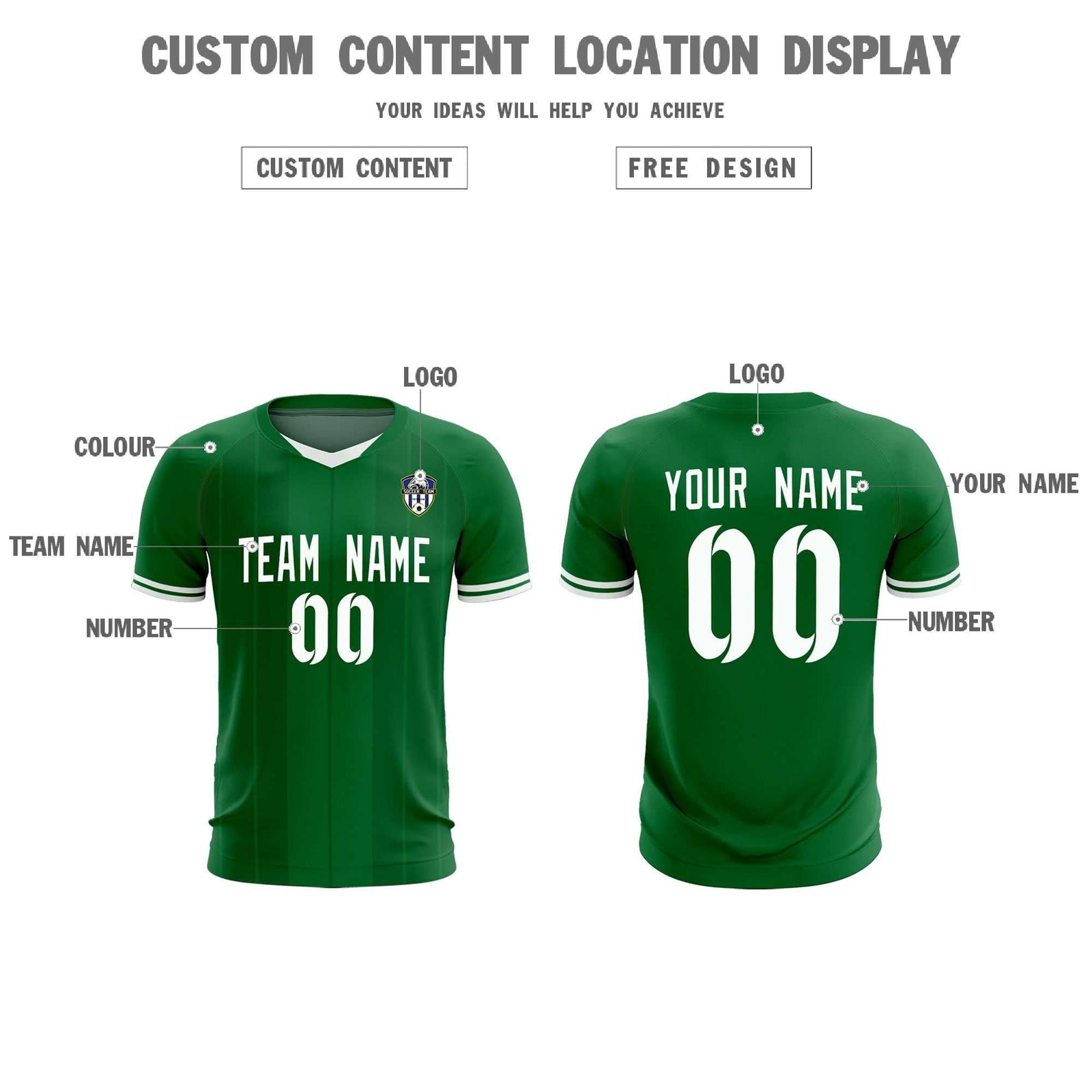 Custom Kelly Green Classic Striped Personalized Soccer Tops/Sets Jersey