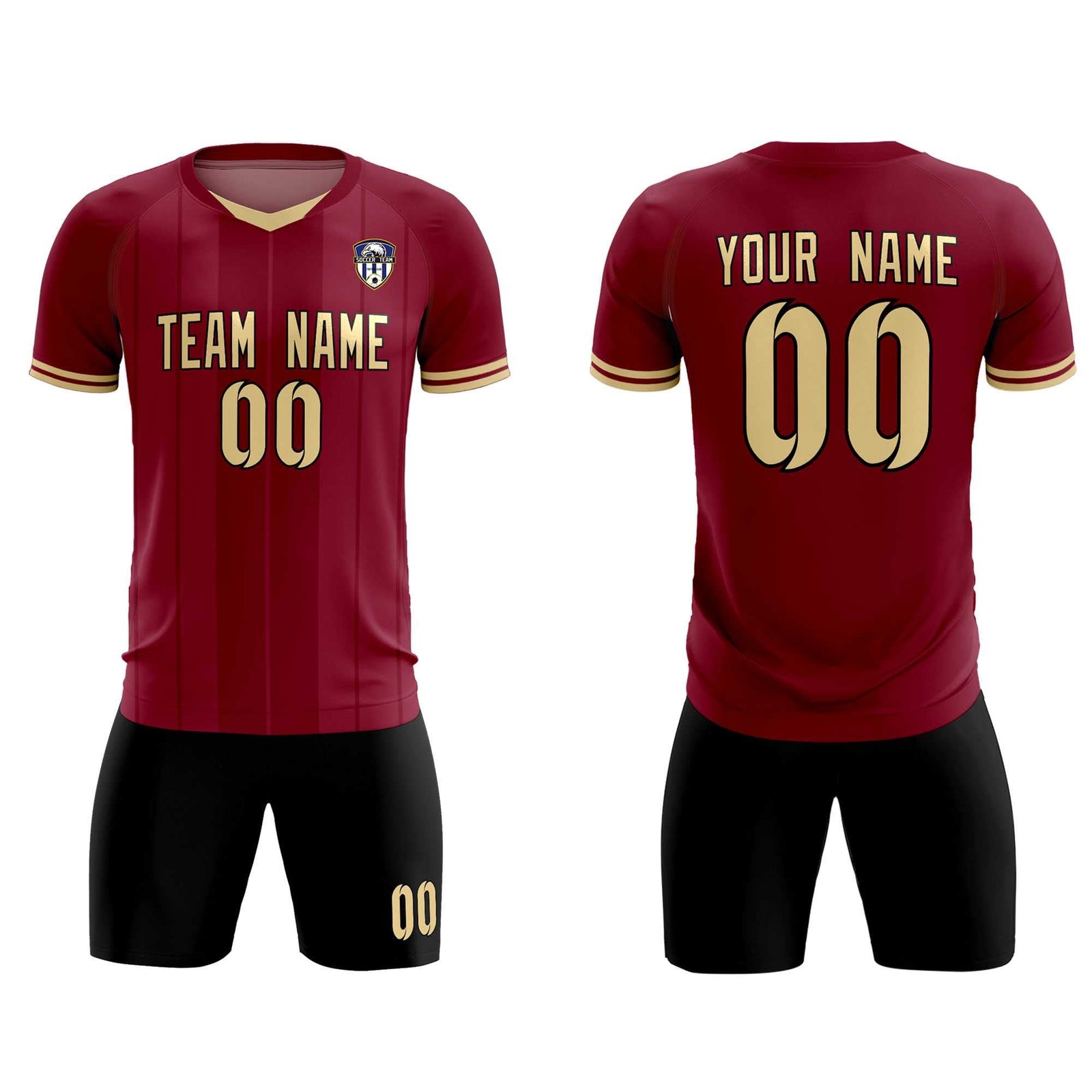 Custom Crimson Classic Striped Personalized Soccer Tops/Sets Jersey