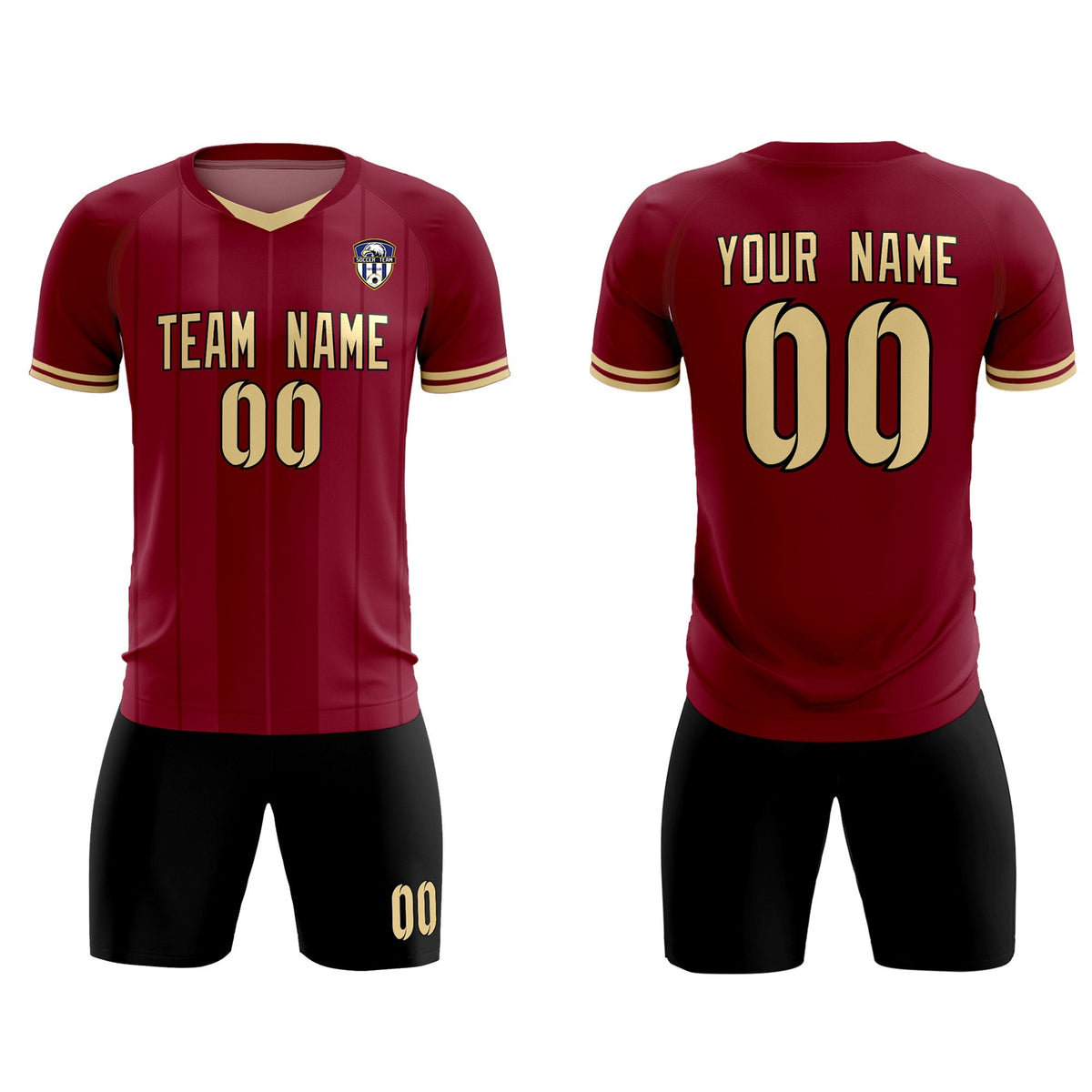 Custom Crimson Classic Striped Personalized Soccer Tops/Sets Jersey