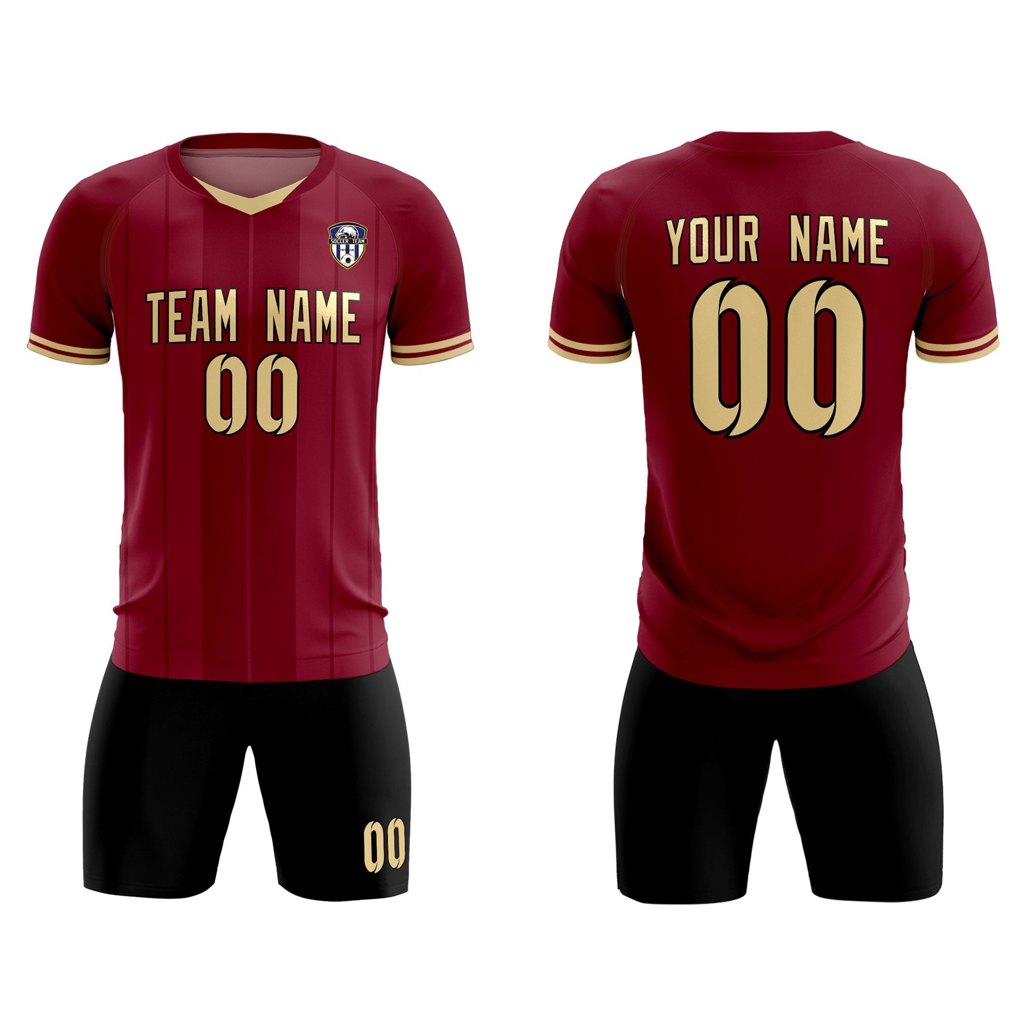 Custom Crimson Classic Striped Personalized Soccer Tops/Sets Jersey