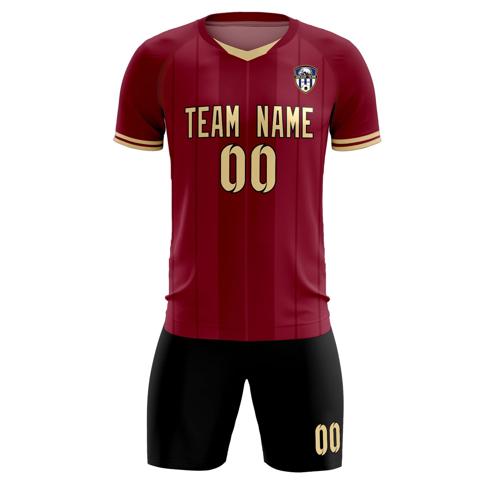 Custom Crimson Classic Striped Personalized Soccer Tops/Sets Jersey