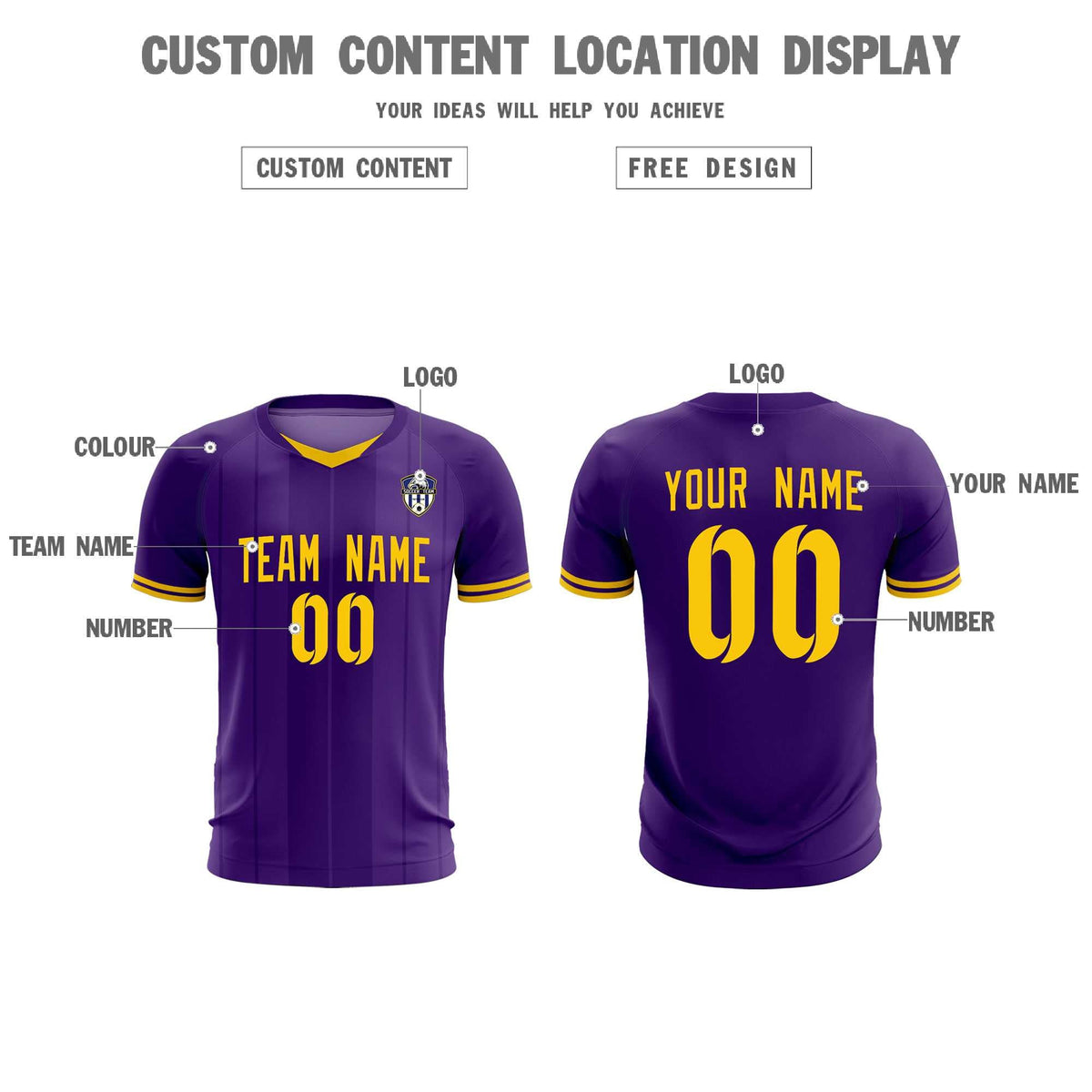 Custom Purple Classic Striped Personalized Soccer Tops/Sets Jersey