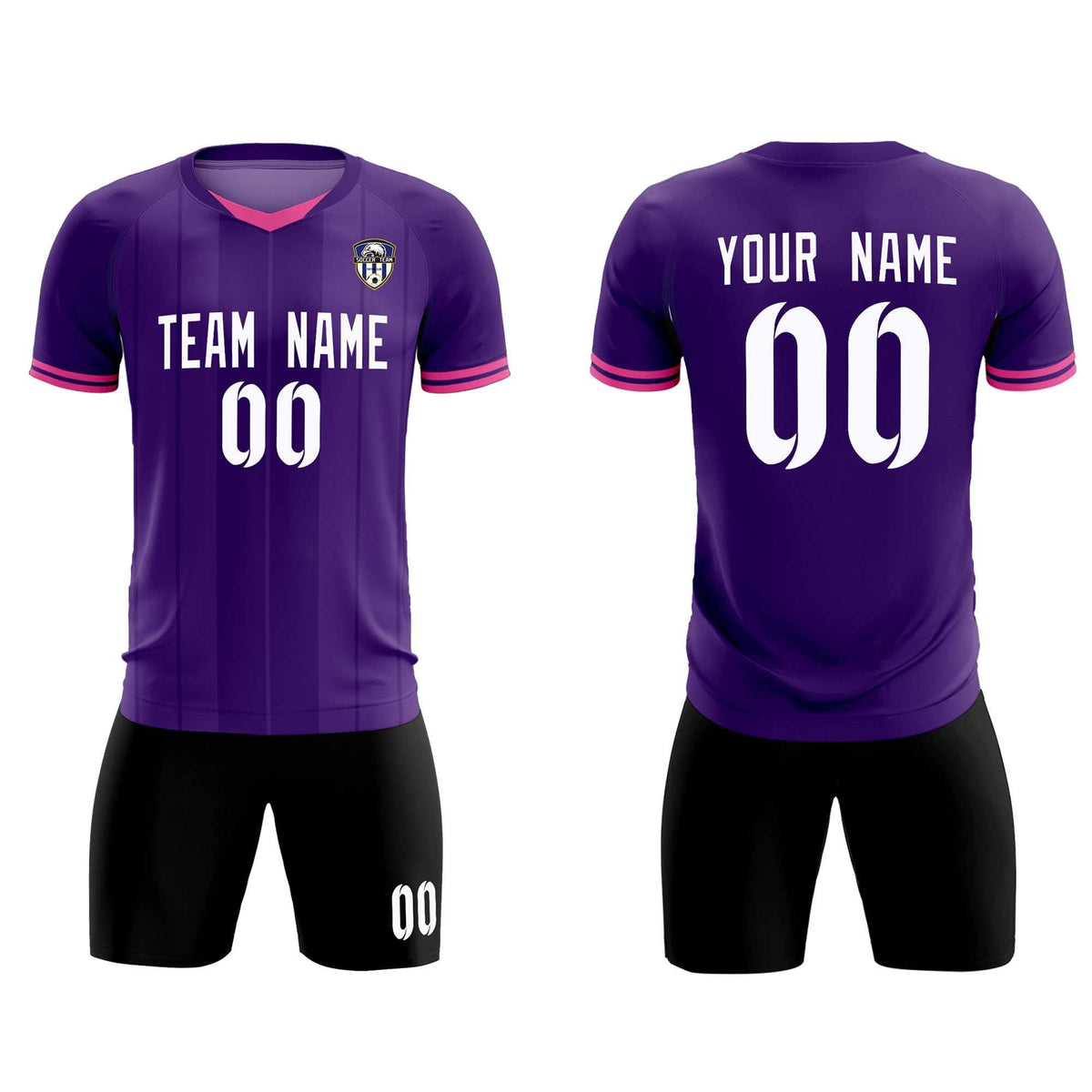 Custom Purple Classic Striped Personalized Soccer Tops/Sets Jersey