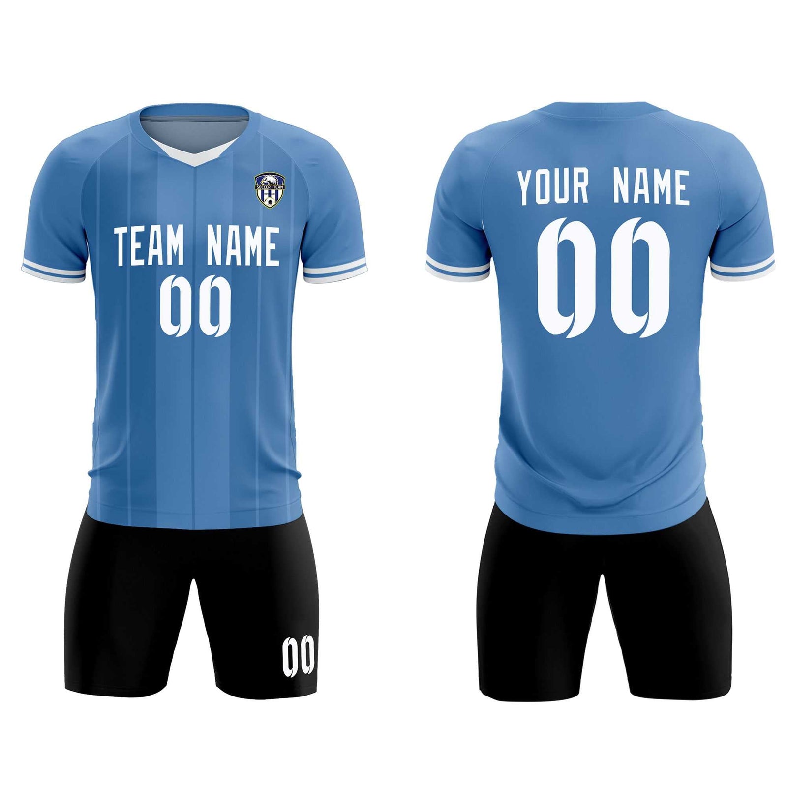 Custom Light Blue Classic Striped Personalized Soccer Tops/Sets Jersey