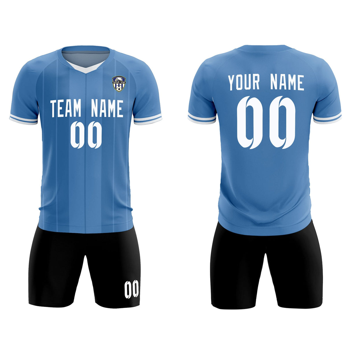 Custom Light Blue Classic Striped Personalized Soccer Tops/Sets Jersey